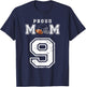 Custom Proud Football Mom Number 9 Personalized T-Shirt - T-Shirt | Navy