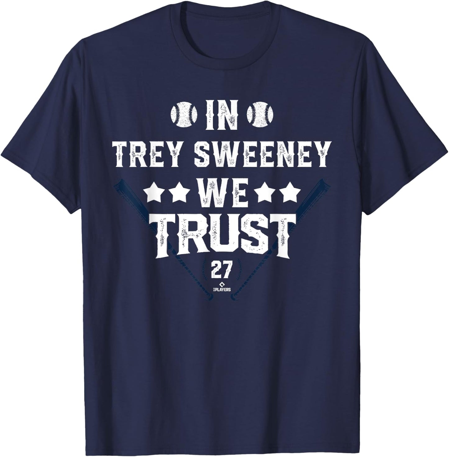We Trust in Trey Sweeney Detroit Baseball MLBPA T-Shirt - T-Shirt | Navy