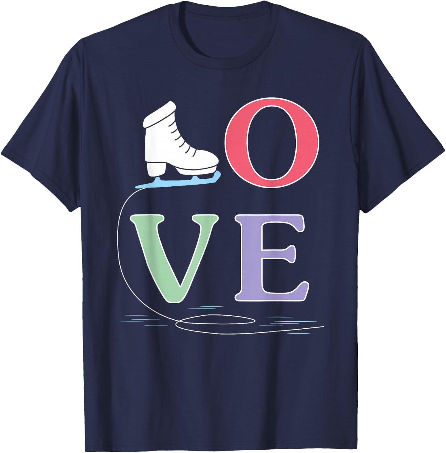 Super Cute Figure & Skating For Girls Women Who Ice Skate T-Shirt - T-Shirt | Navy
