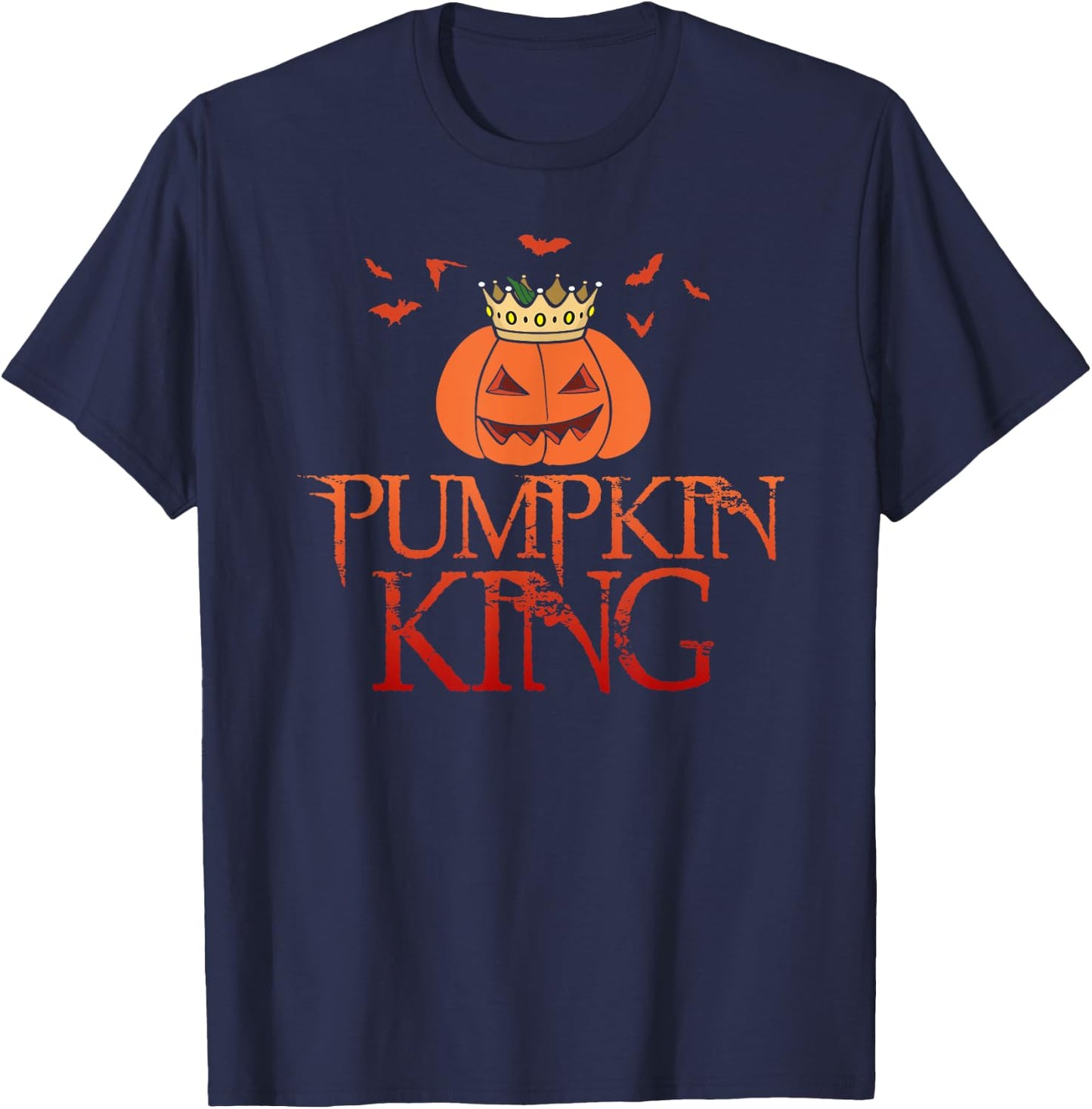 The Pumpkin King Crown Halloween Jack O Lantern scary face T-Shirt - T-Shirt | Navy