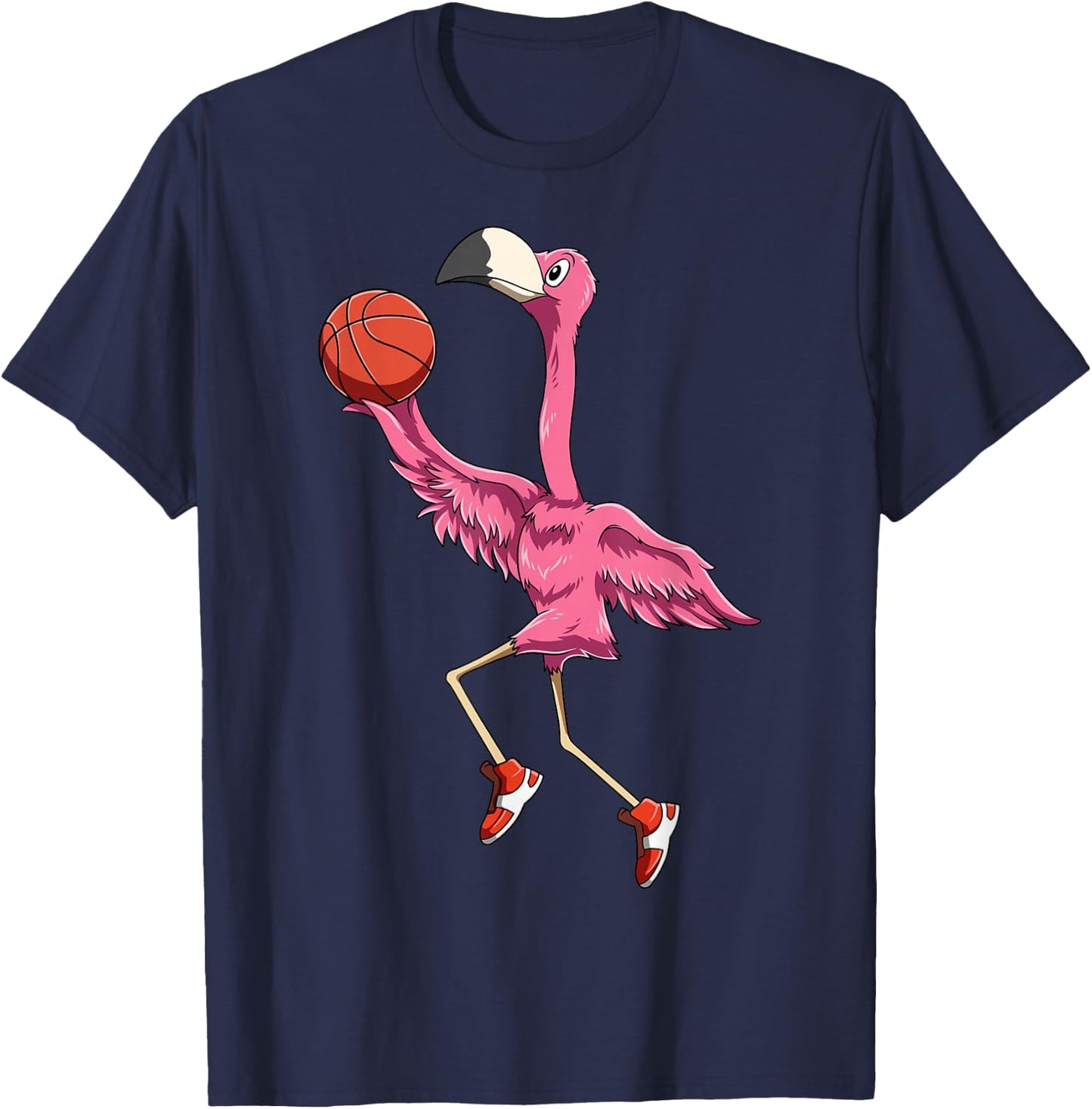 Flamingo Basketball Flamingo Playing Basketball Flamingo T-Shirt - T-Shirt | Navy