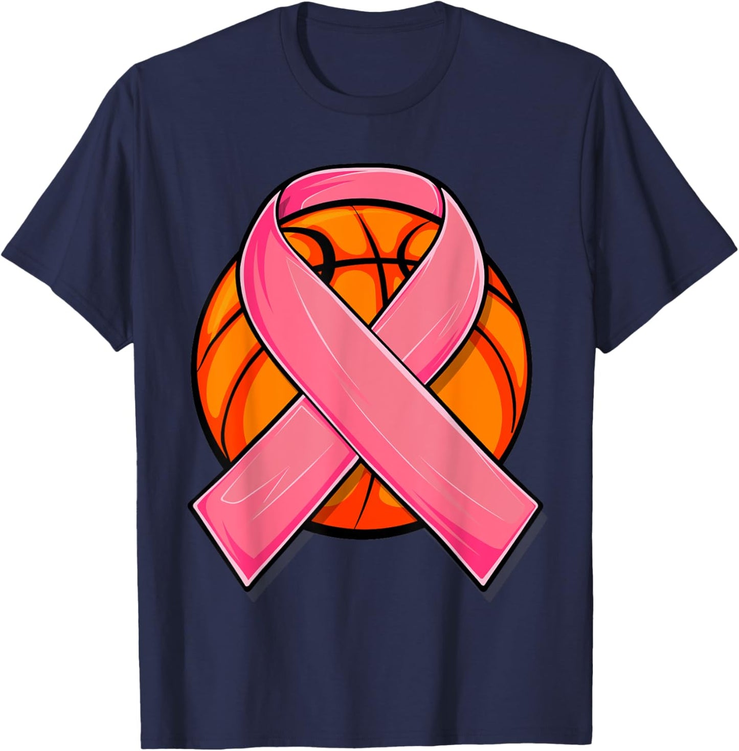 Breast Cancer Awareness Basketball Shirt Pink Cancer Support T-Shirt - T-Shirt | Navy