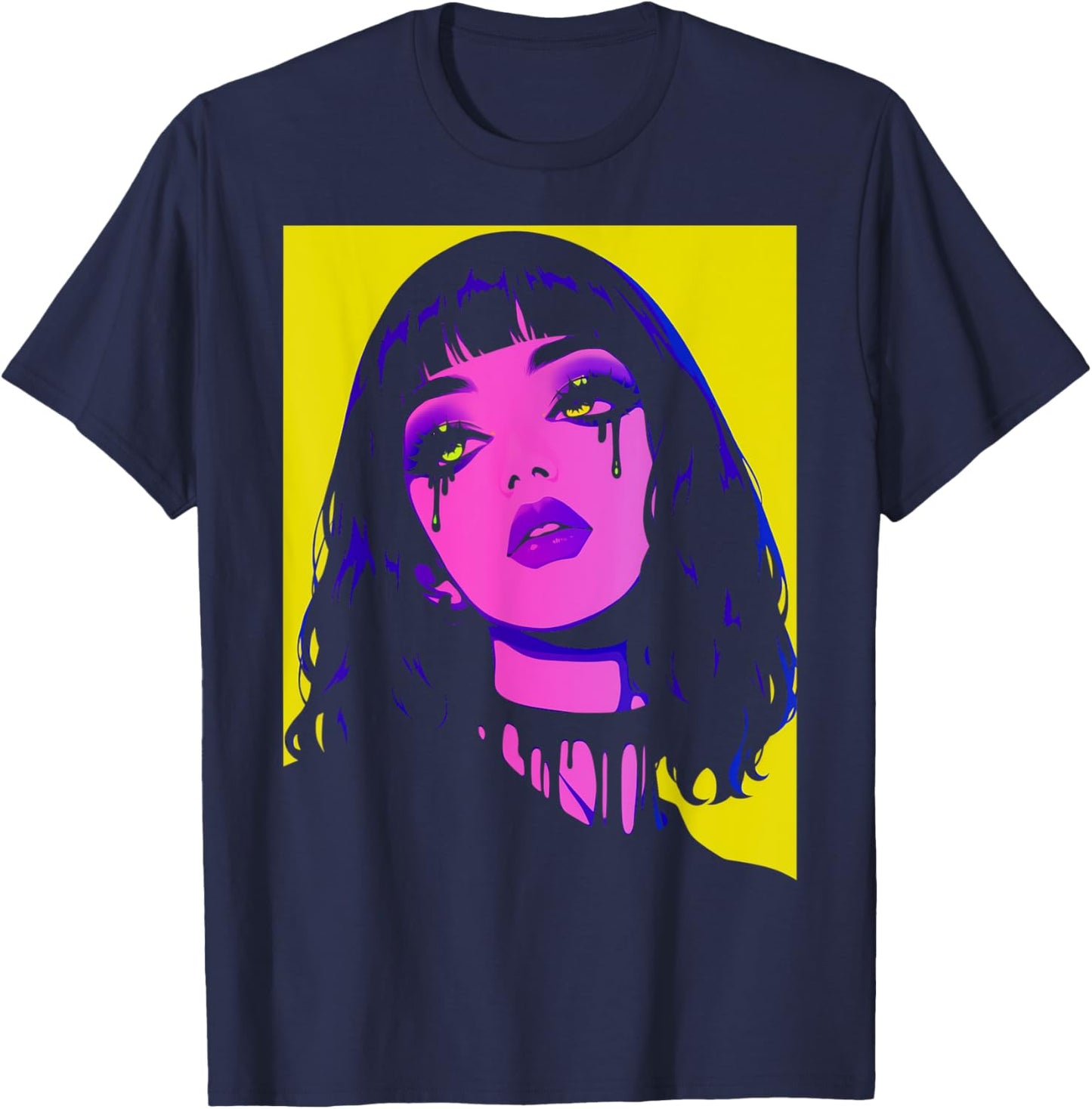 Cybergoth Cybercore Grunge Punk Goth Girl Alt Anime Manga T-Shirt - T-Shirt | Navy