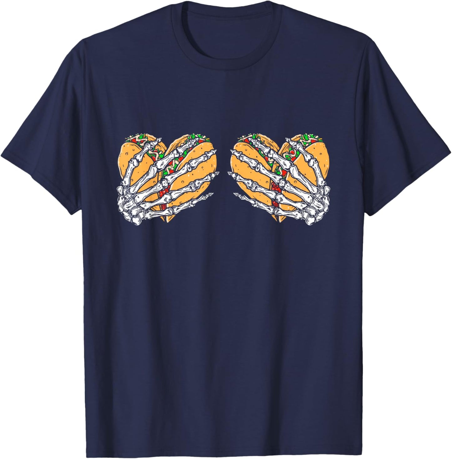 Funny Cinco De Mayo Taco Boobs Skull Hands T-Shirt - T-Shirt | Navy