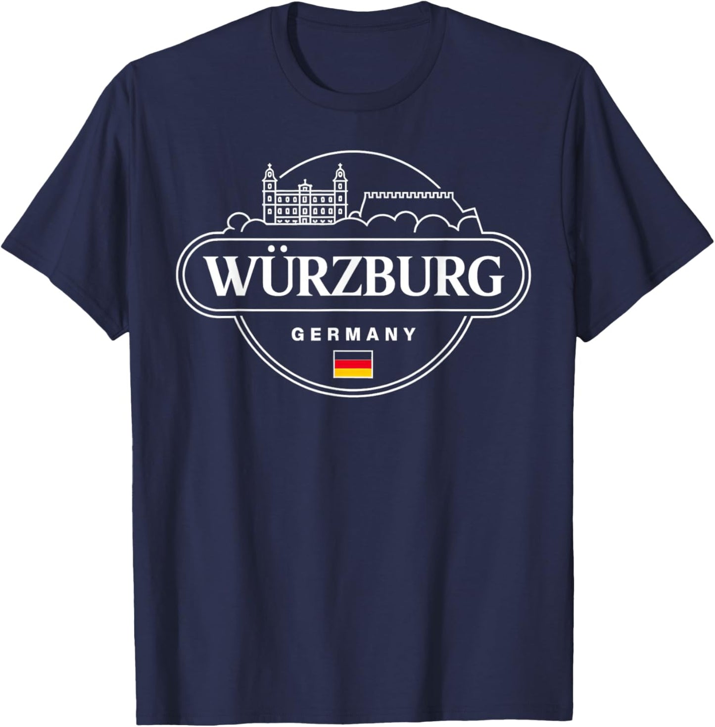 Würzburg Germany City Travel Souvenir Design T-Shirt - T-Shirt | Navy
