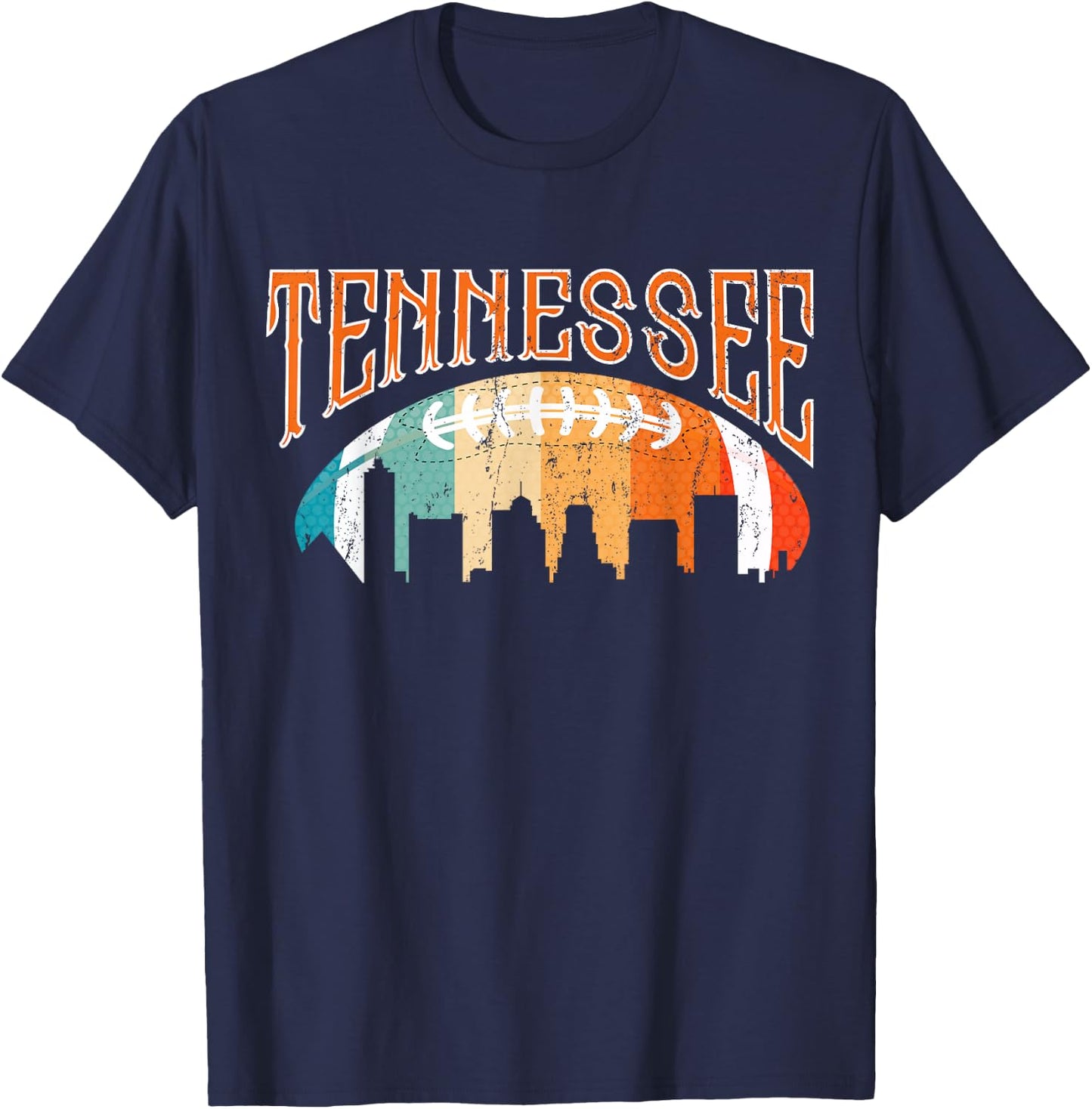 Retro Tennessee Football Fan Vintage City Skyline T-Shirt - T-Shirt | Navy