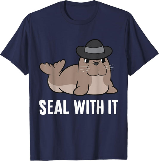 Seal With It Funny Saying Seal Pun Cute Seal T-Shirt - T-Shirt | Navy