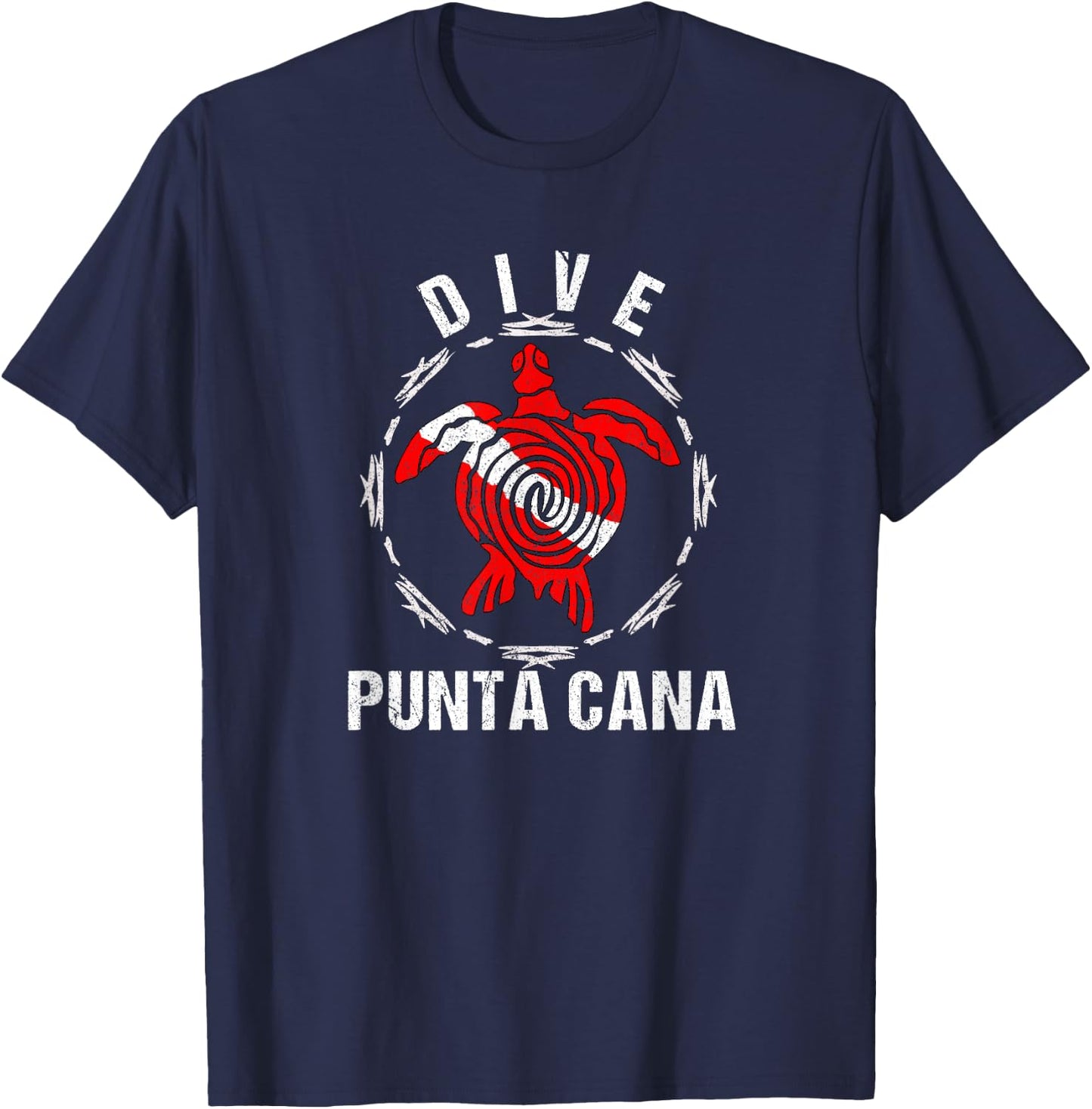 Dive Punta Cana Vintage Tribal Turtle Gift T-Shirt - T-Shirt | Navy