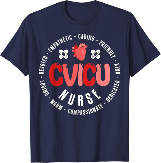 CVICU Nurse Appreciation Cardiovascular Intensive Care Unit T-Shirt - T-Shirt | Navy