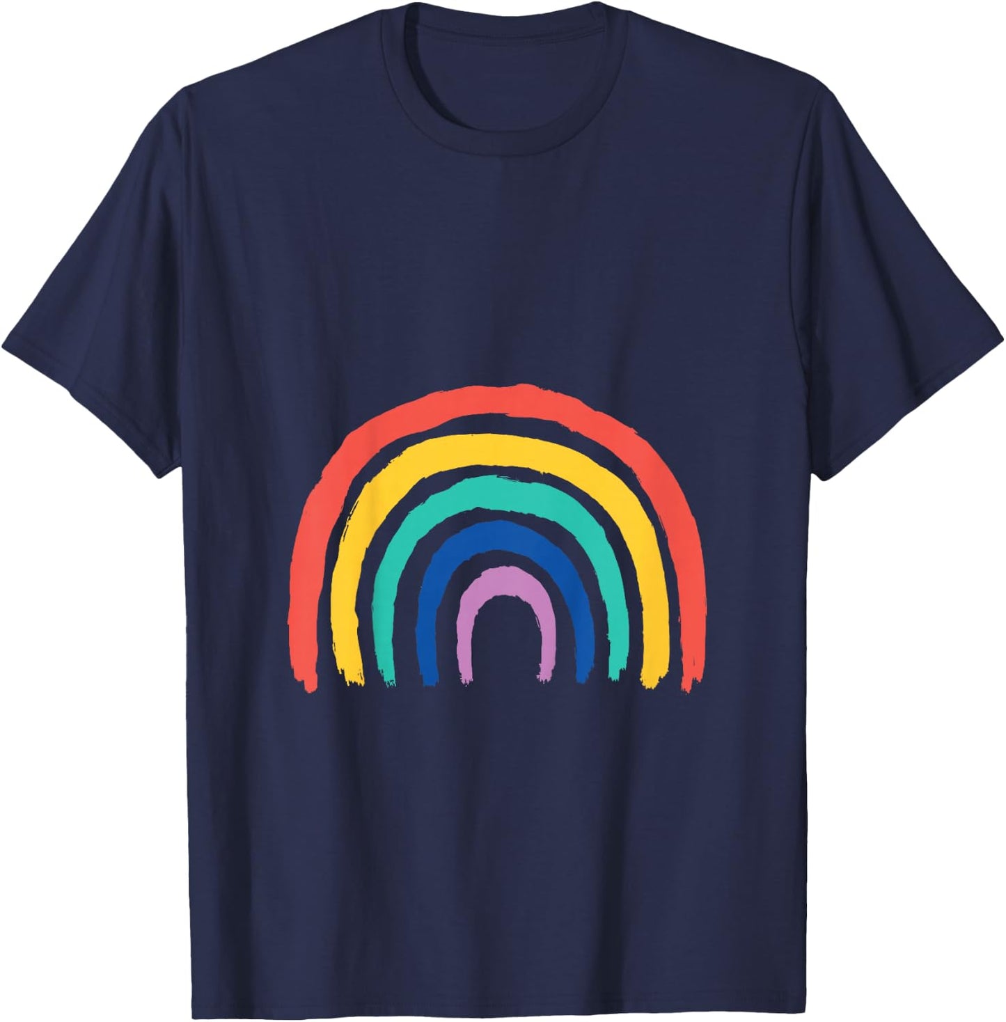 Kids Sweet Children Rainbow Design Painted Girl Gift Birthday T-Shirt - T-Shirt | Navy