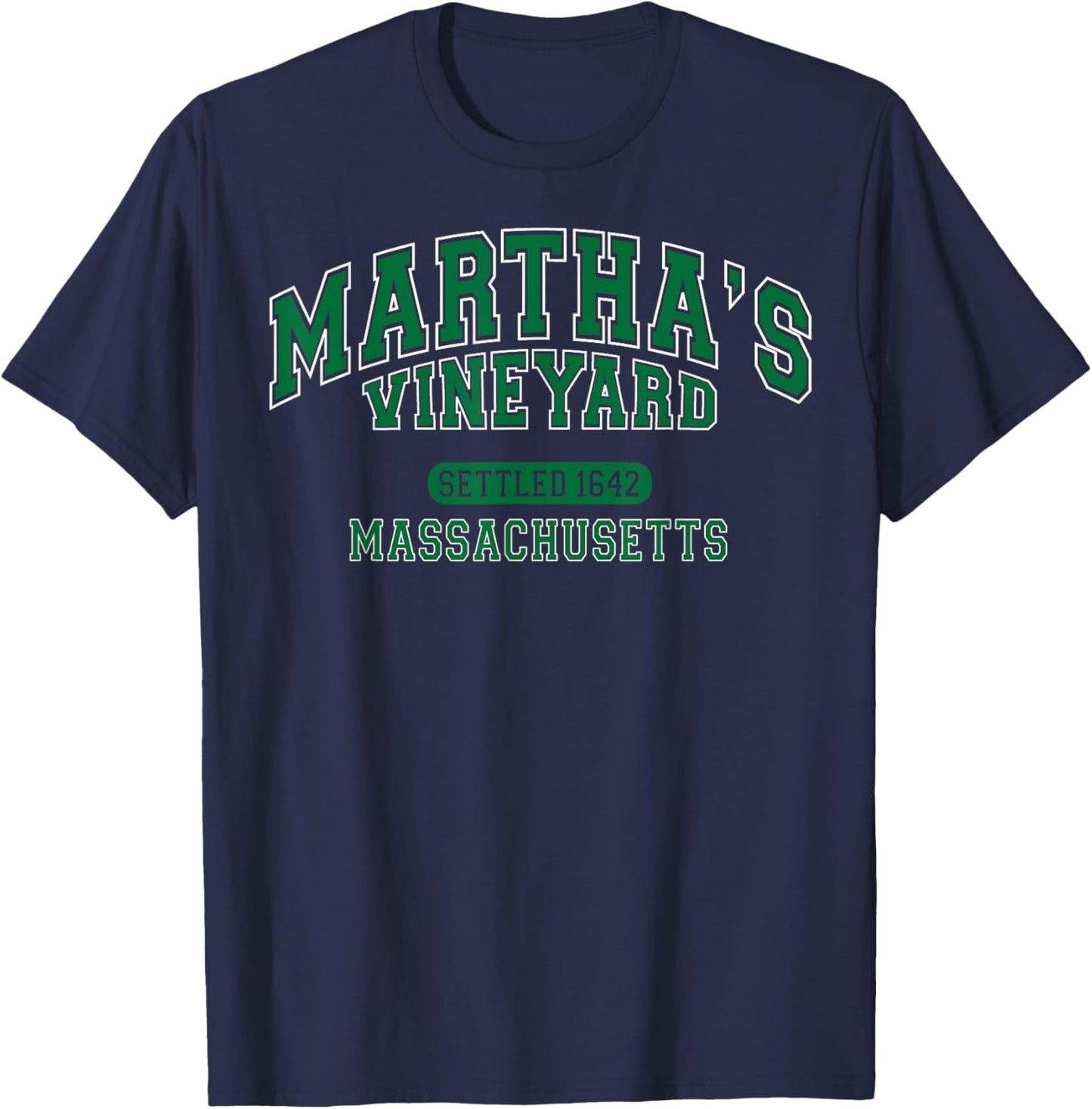 Martha's Vineyard Massachusetts Vintage Sports Green T-Shirt - T-Shirt | Navy
