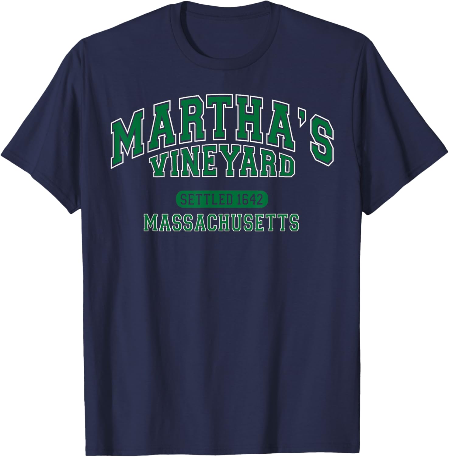Martha's Vineyard Massachusetts Vintage Sports Green T-Shirt - T-Shirt | Navy