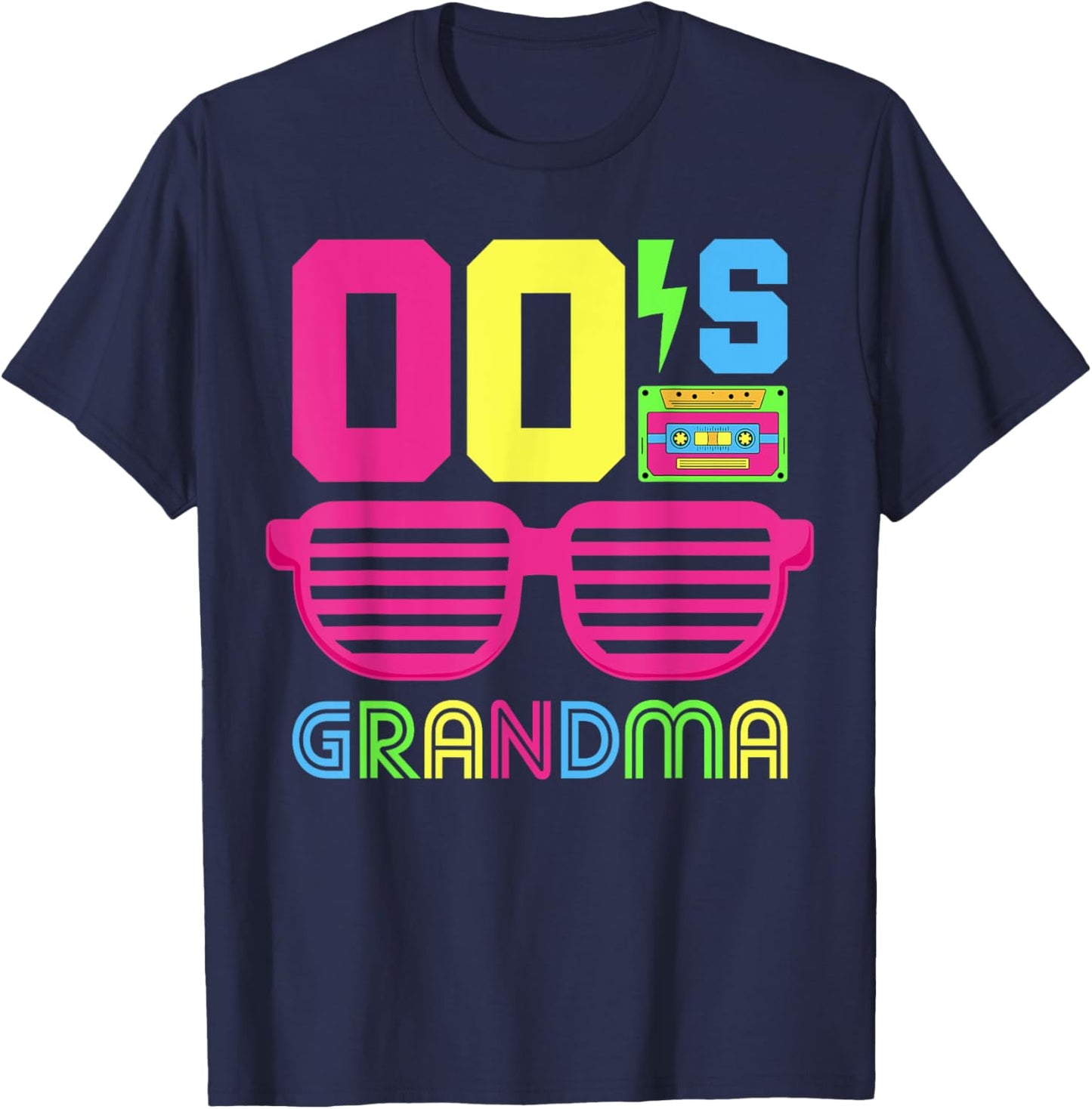 2000's Grandma Themed Party 00s Costume Early 2000s Outfit T-Shirt - T-Shirt | Navy