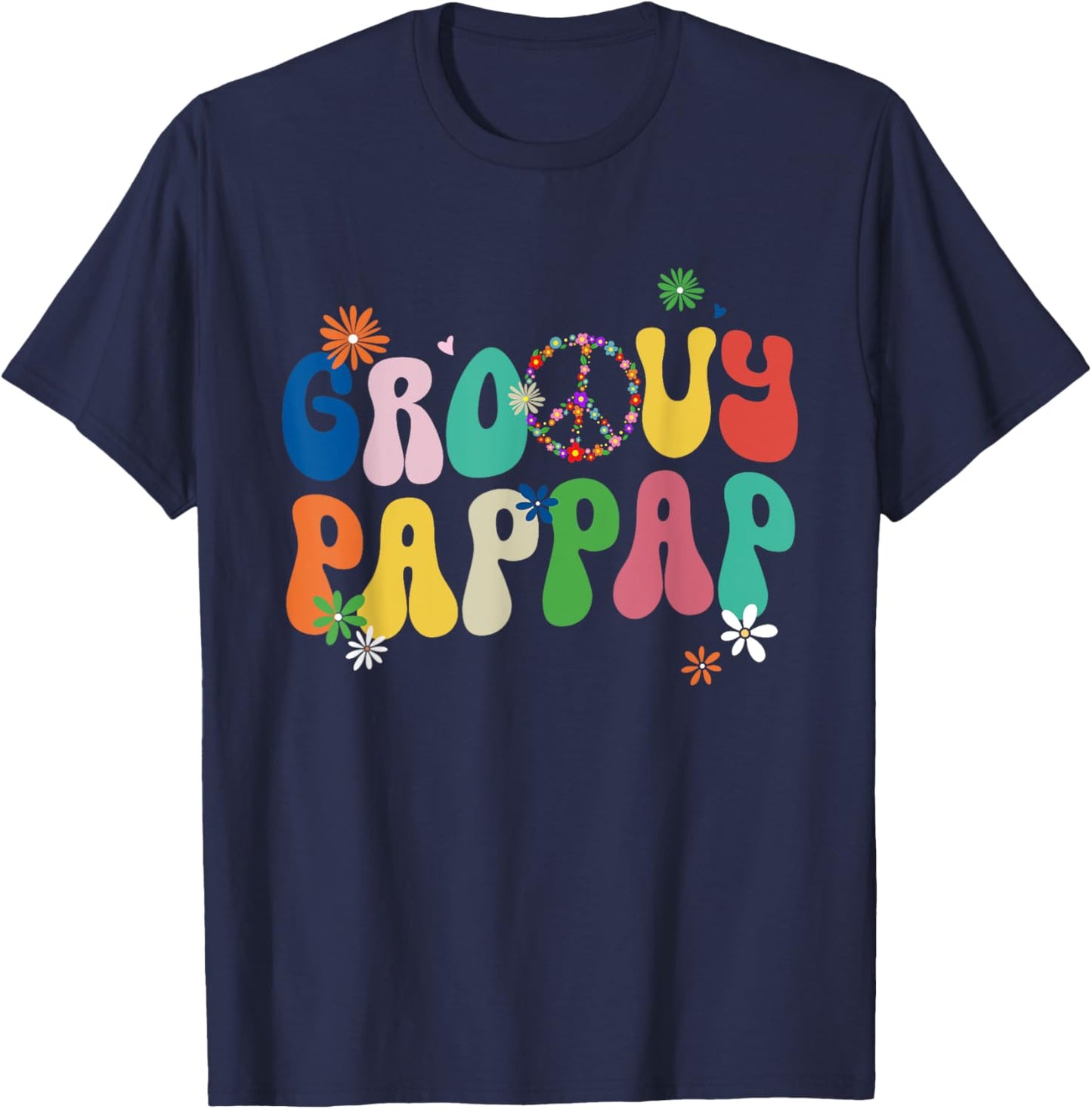 Retro Groovy Pap Pap Gifts For Father's Day Dad Grandpa Men T-Shirt - T-Shirt | Navy