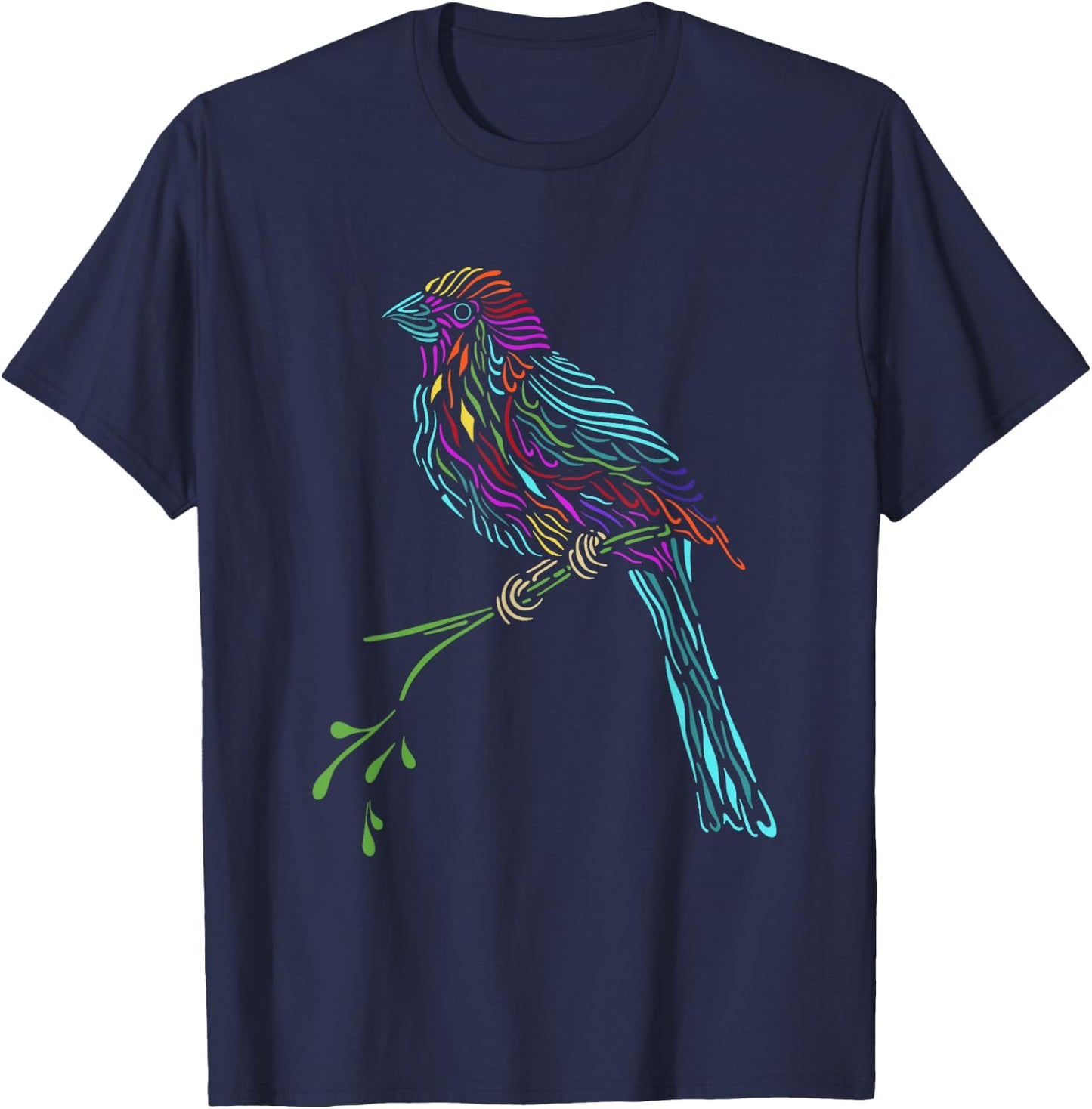 Birdwatcher Colourful Bird Watching Parrot Budgie T-Shirt - T-Shirt | Navy
