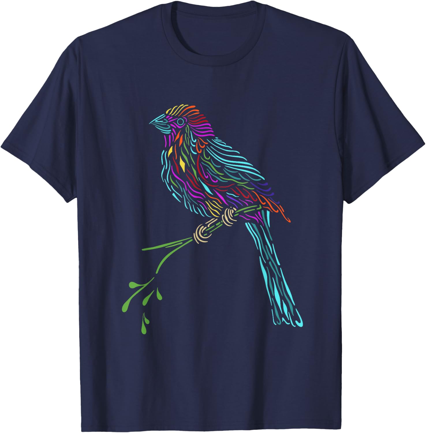 Birdwatcher Colourful Bird Watching Parrot Budgie T-Shirt - T-Shirt | Navy