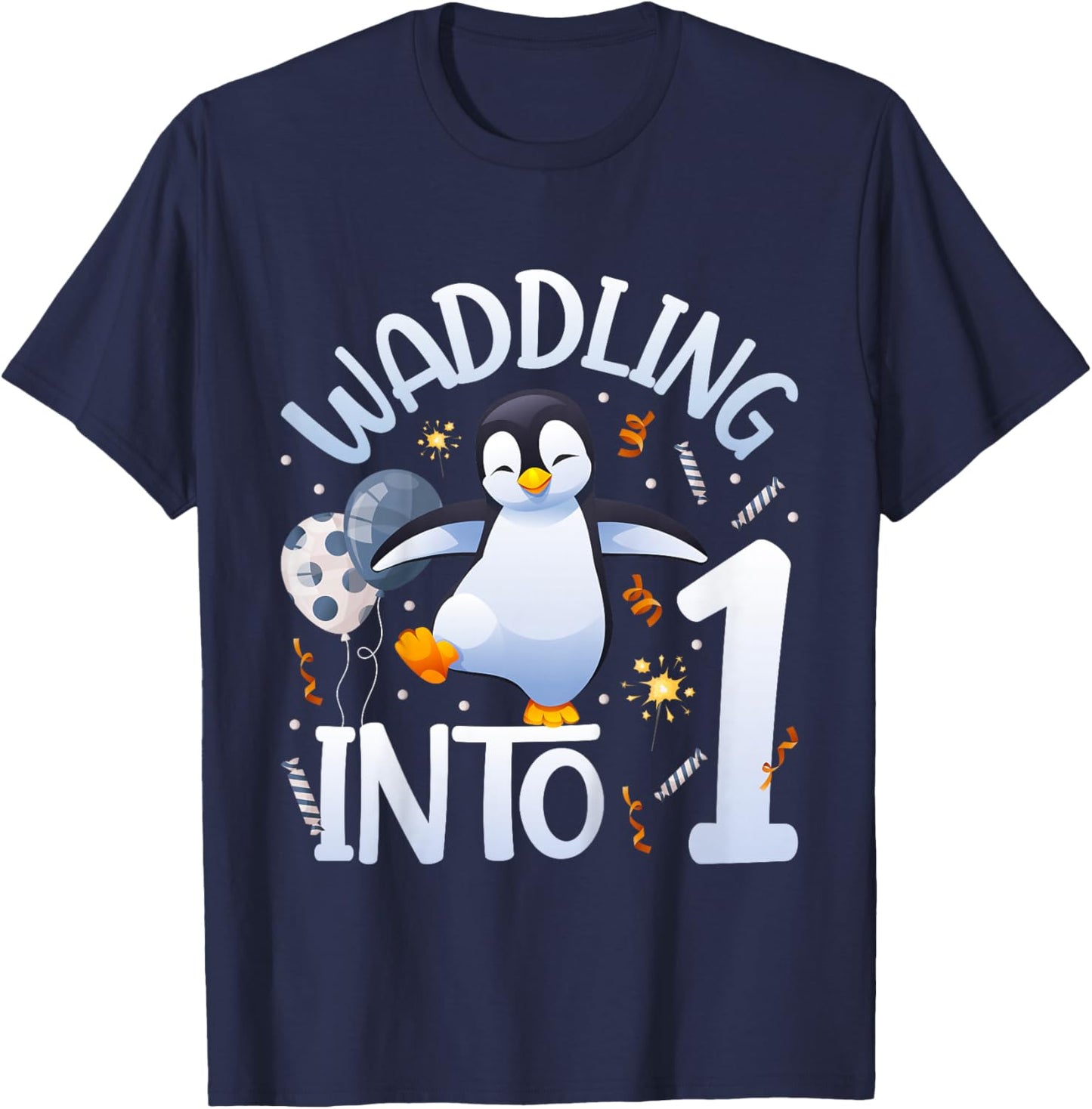 1st Penguin Birthday Party One Year Old Penguins T-Shirt - T-Shirt | Navy