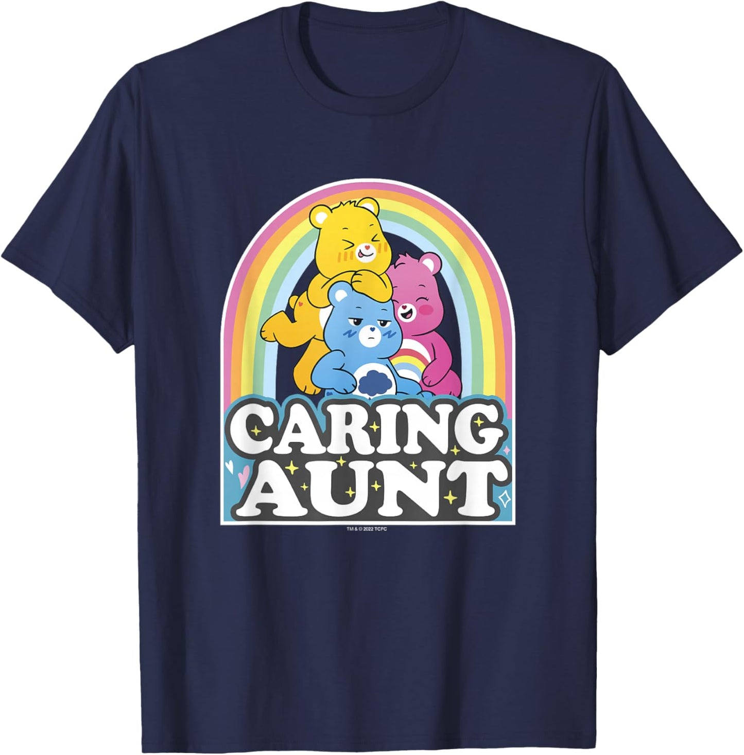 Care Bears Caring Aunt Retro Rainbow Grumpy Group Shot T-Shirt - T-Shirt | Navy