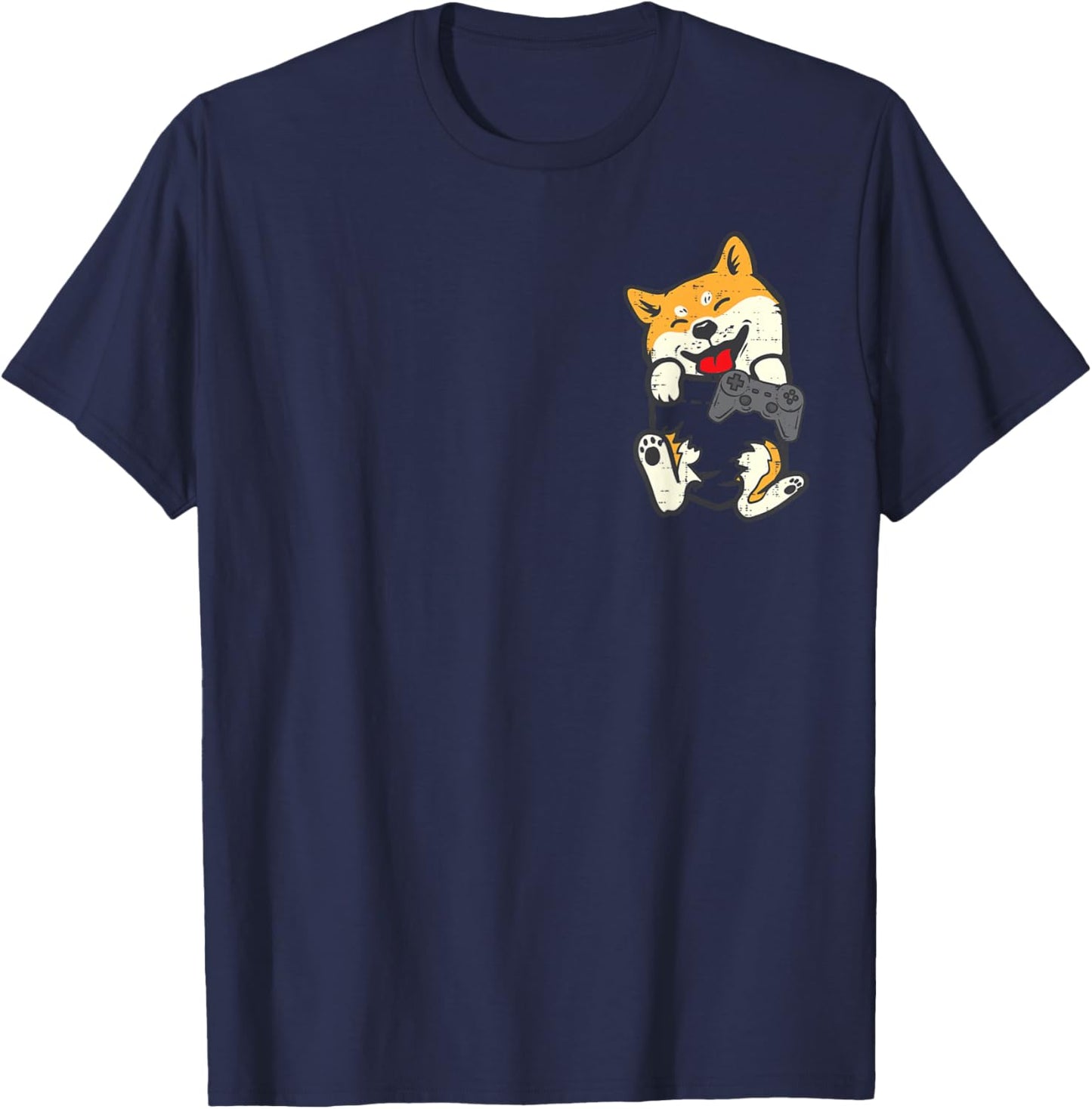Shiba Inu Dog Gamer Pocket Kawaii Boys Kids Toddler Men Teen T-Shirt - T-Shirt | Navy