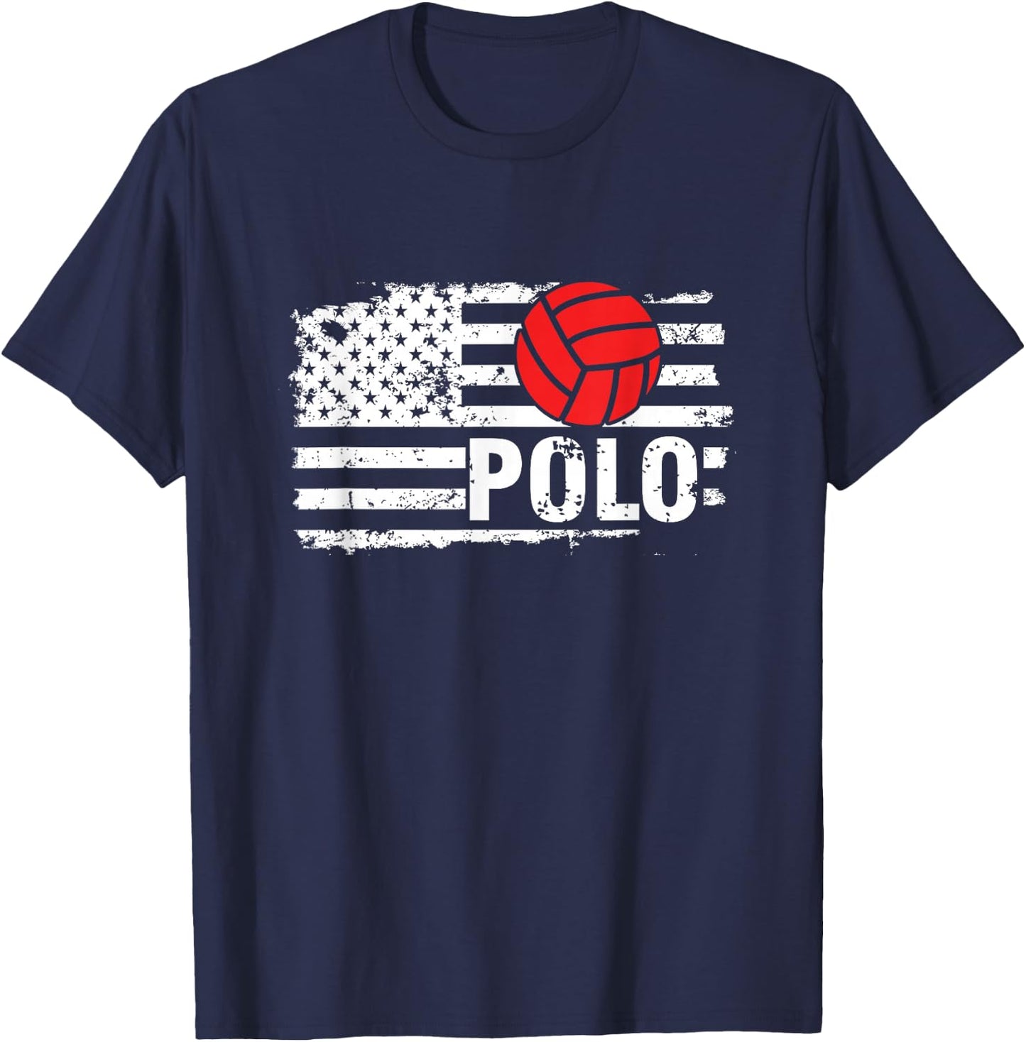 US Flag American Water Polo Swimming Pool Sports T-Shirt - T-Shirt | Navy