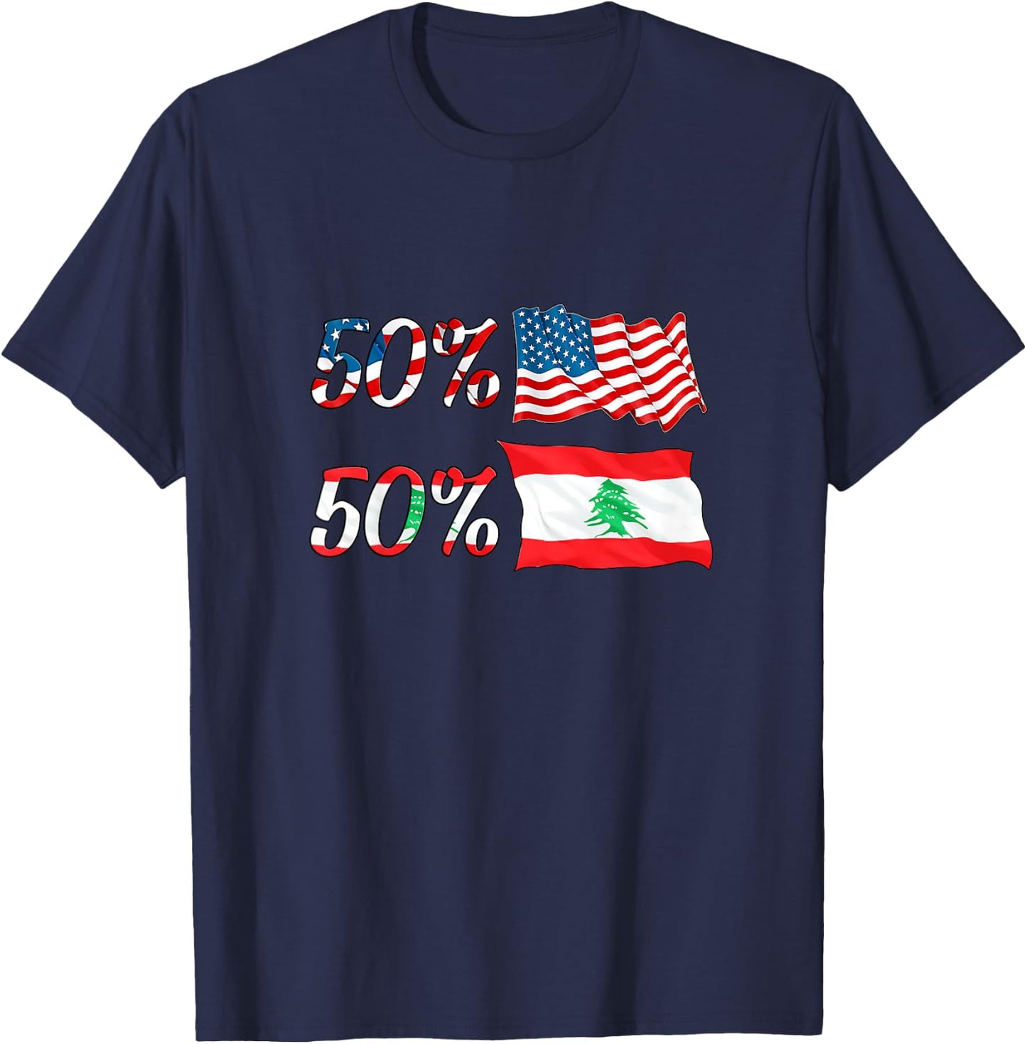 Half American Half Lebanese Baby Lebanon Boy Girl Gift T-Shirt - T-Shirt | Navy