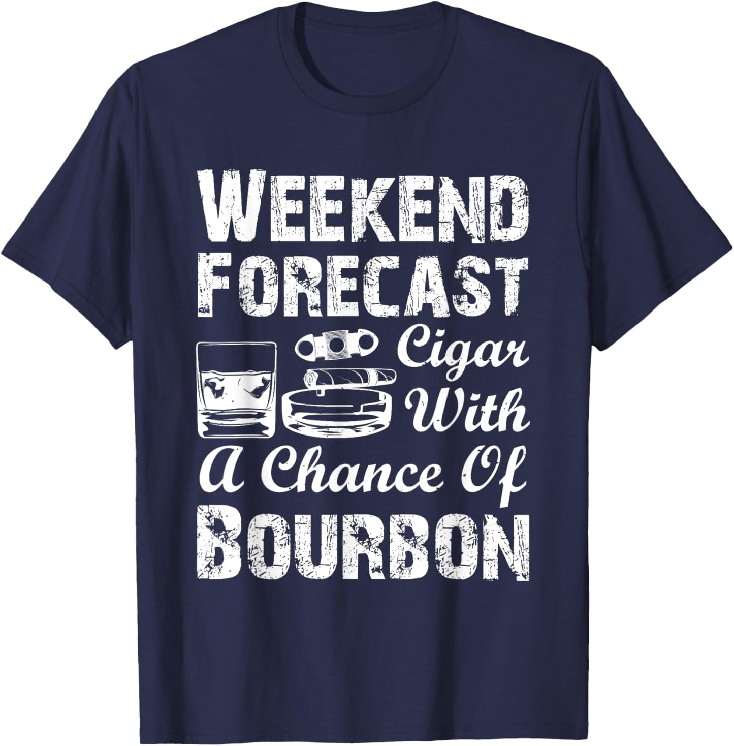 Bourbon and Cigar Smoker T-Shirt - T-Shirt | Navy