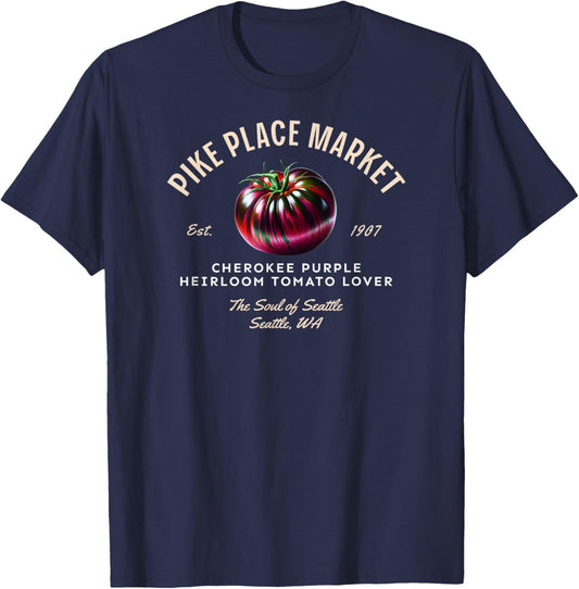 Cherokee Purple Tomato – Pike Place Market Heirloom T-Shirt - T-Shirt | Navy