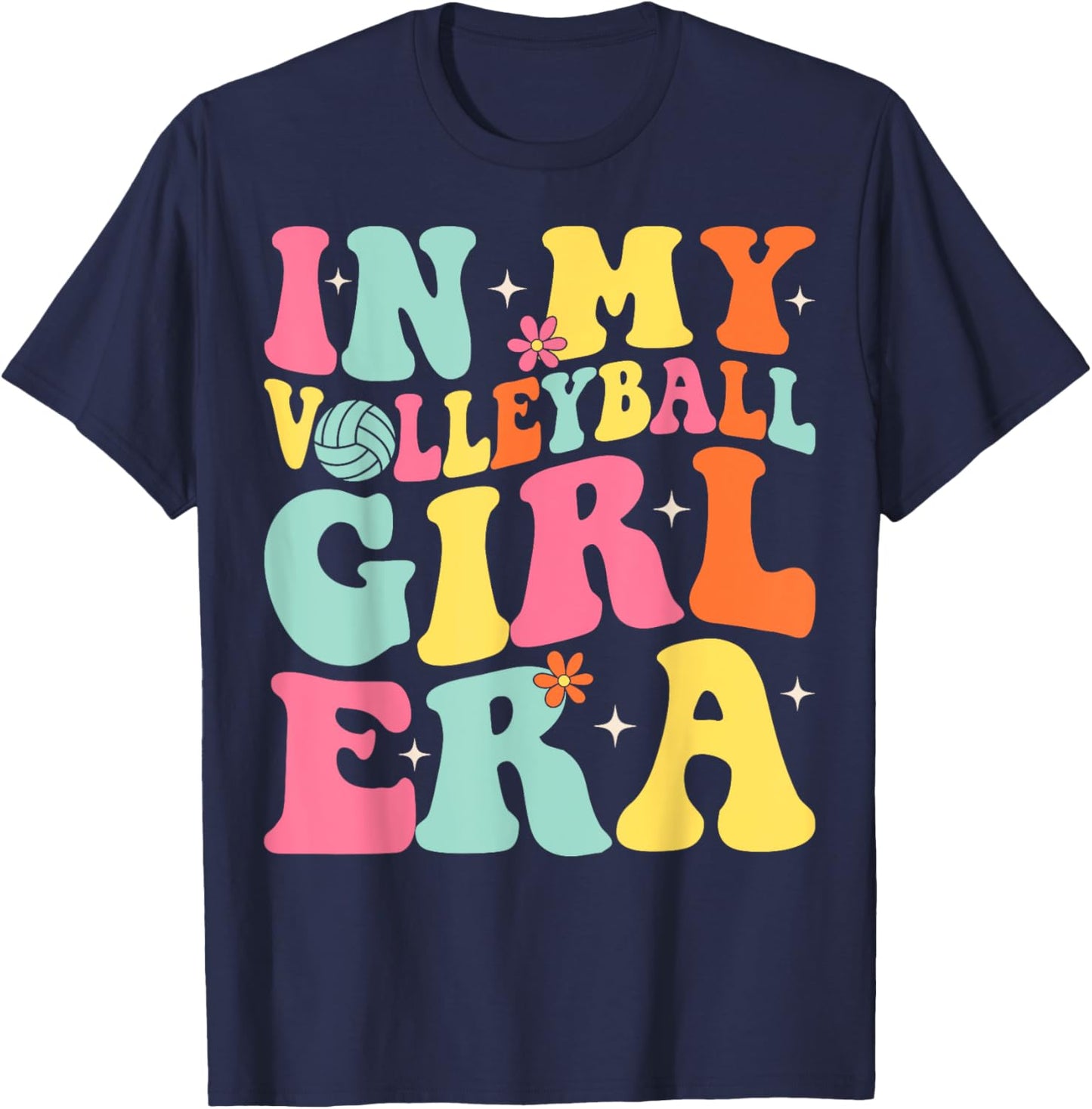 Groovy In My Volleyball Girl Era T-Shirt - T-Shirt | Navy