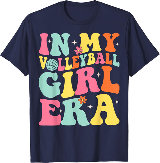 Groovy In My Volleyball Girl Era T-Shirt - T-Shirt | Navy