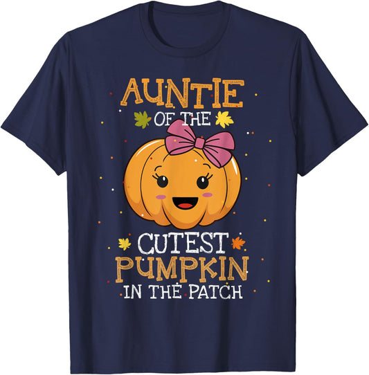 Auntie Of The Cutest Pumpkin In The Patch Halloween T-Shirt - T-Shirt | Navy