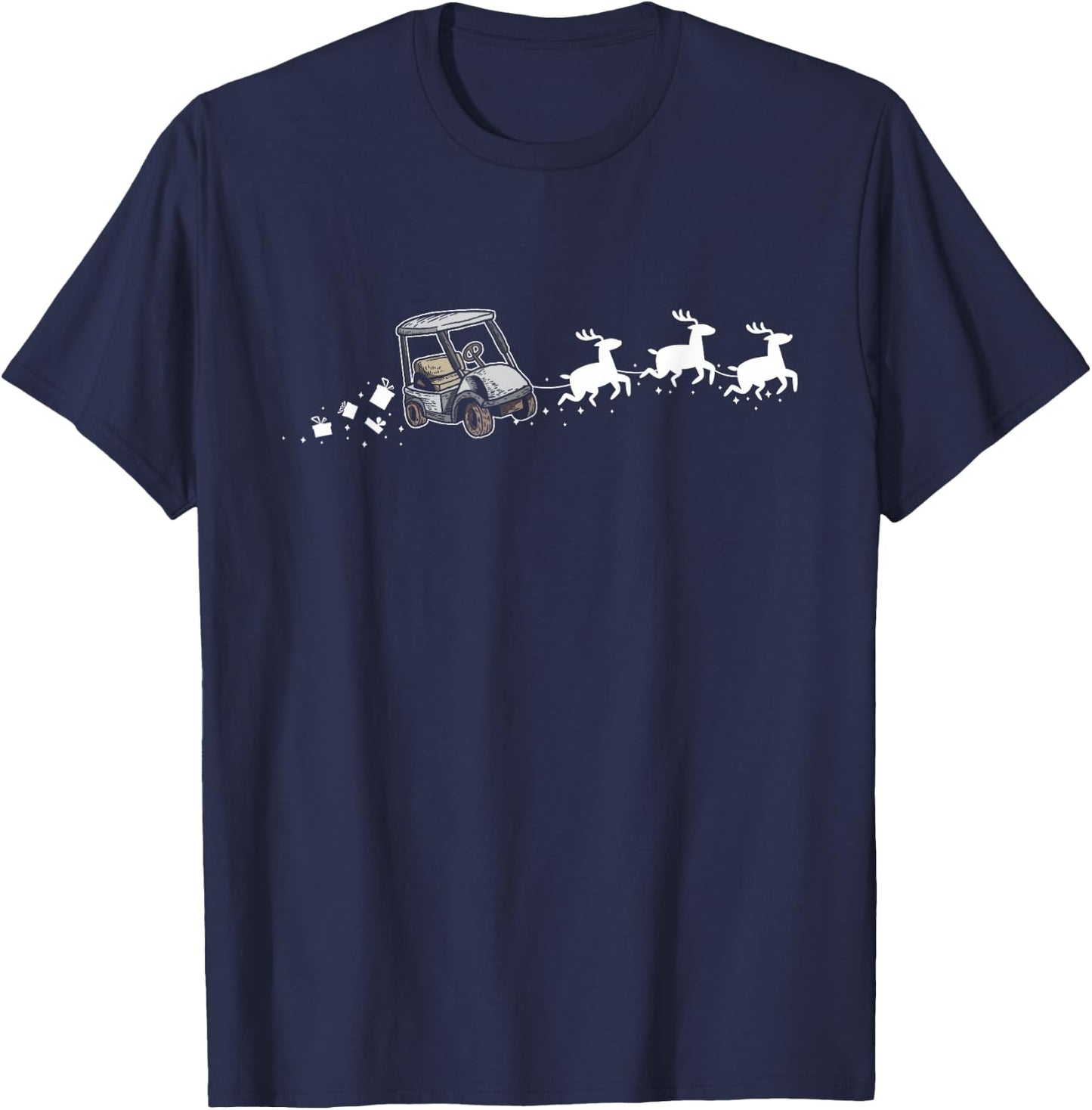 Golf Cart Santa Christmas Sleigh - Funny Golf Cart Xmas T-Shirt - T-Shirt | Navy