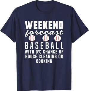 Weekend forecast baseball Mom Funny Baseball Softball Sports T-Shirt - T-Shirt | Navy