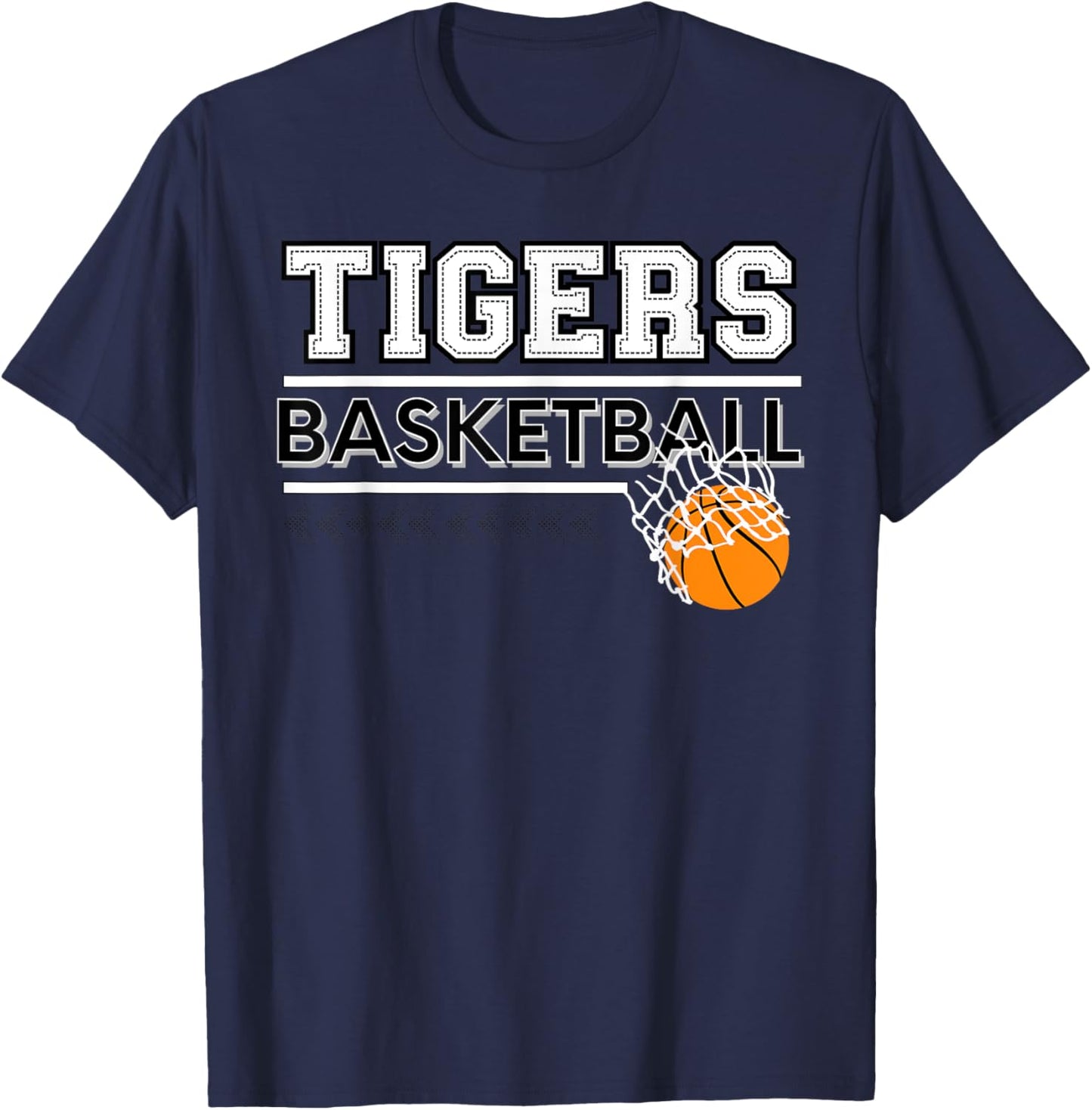 Tigers School Spirit Sports Basketball School Tigers T-Shirt - T-Shirt | Navy
