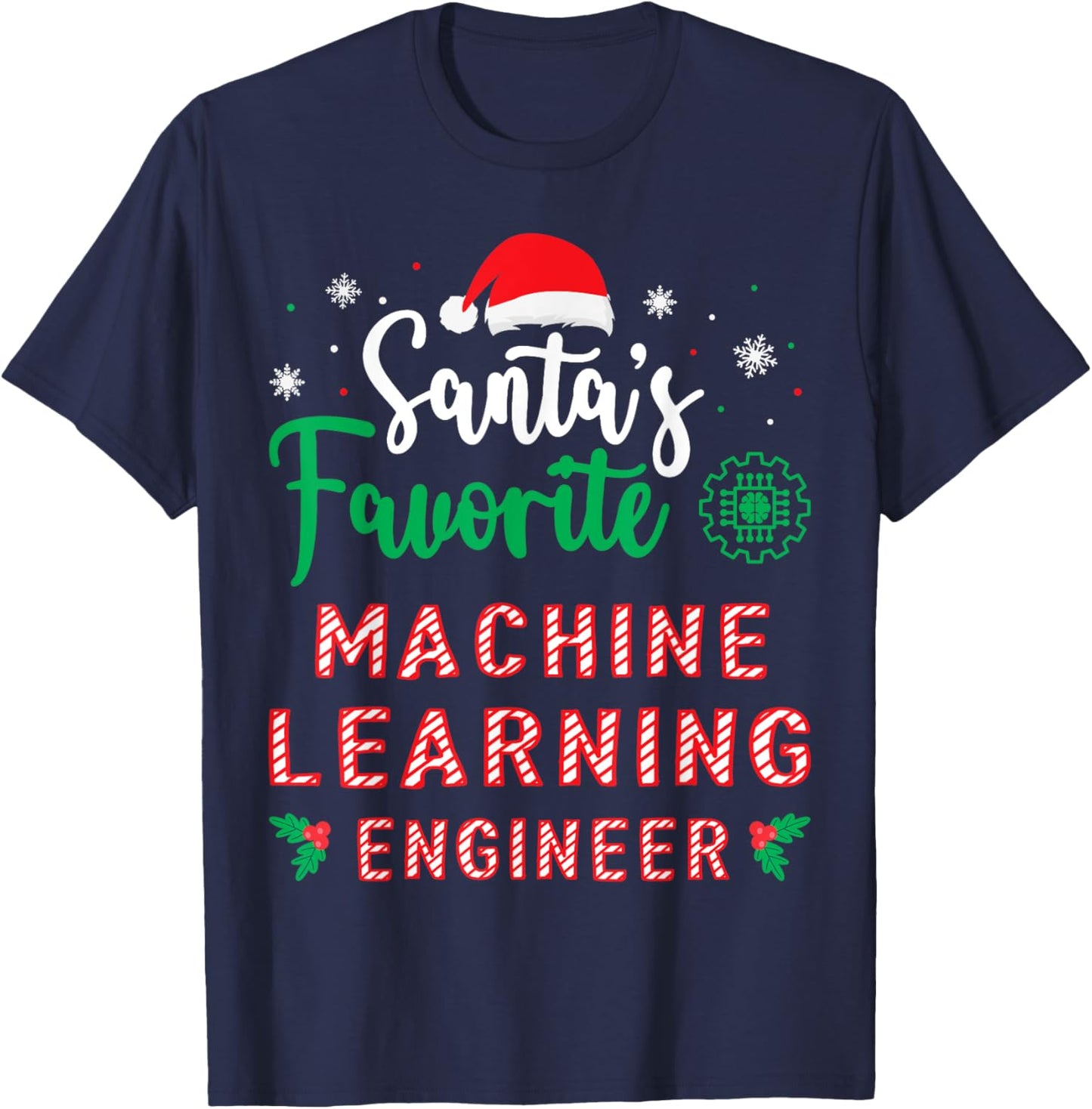Christmas Artificial Intelligence Machine Learning Engineer T-Shirt - T-Shirt | Navy