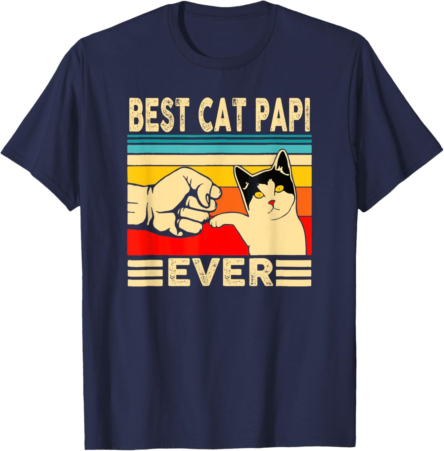 Best Cat Papi Ever Funny Cat Dad Cat Lover Crazy Cat Guy Men T-Shirt - T-Shirt | Navy