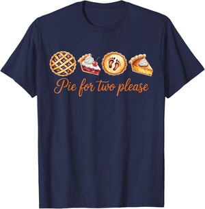 Pie for Two Please Retro Thanksgiving Pregnancy Announcement T-Shirt - T-Shirt | Navy