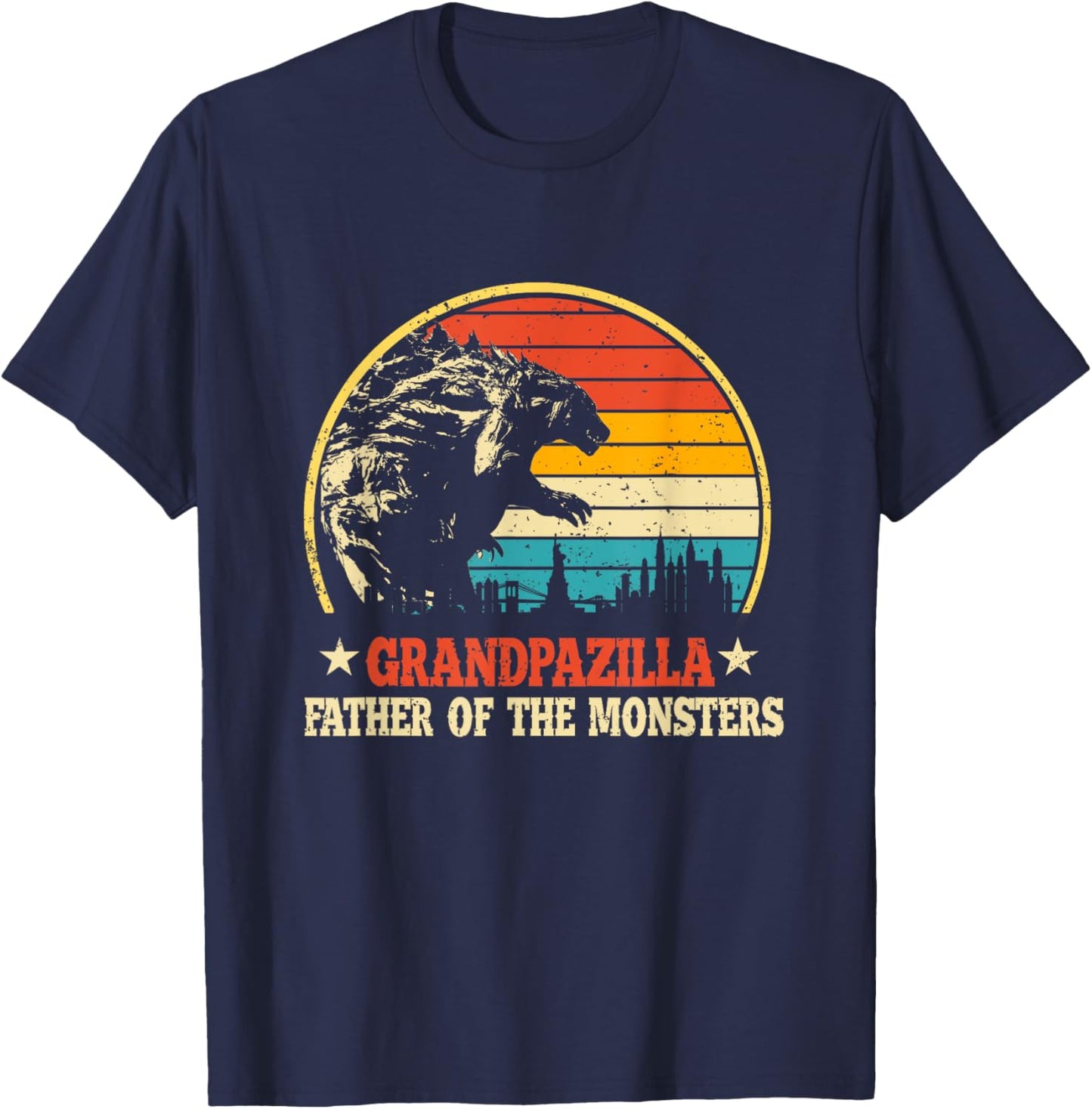 Grandpazilla Grandpa Of The Monsters Vintage Father's Day T-Shirt - T-Shirt | Navy