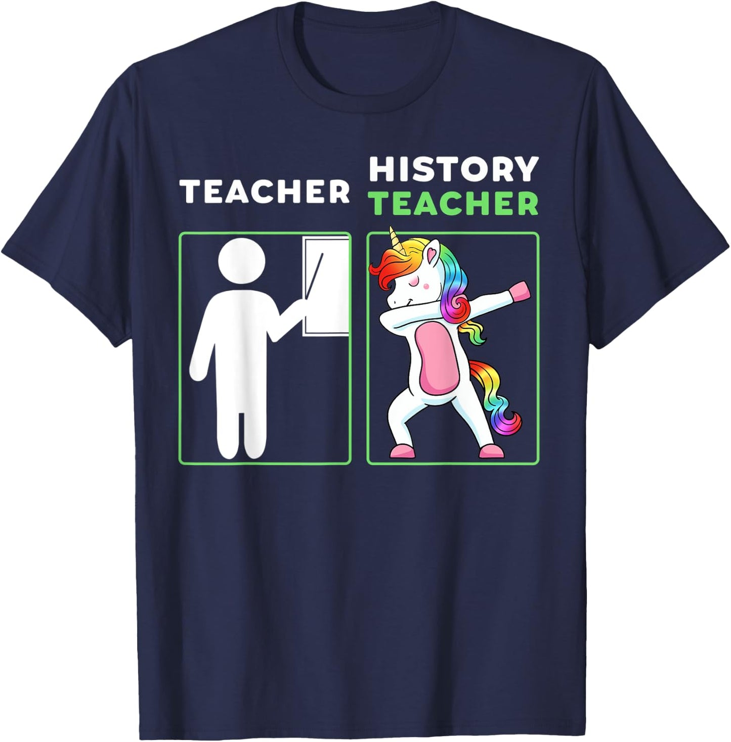 History Teacher Dabbing Professor Educator Unicorn T-Shirt - T-Shirt | Navy