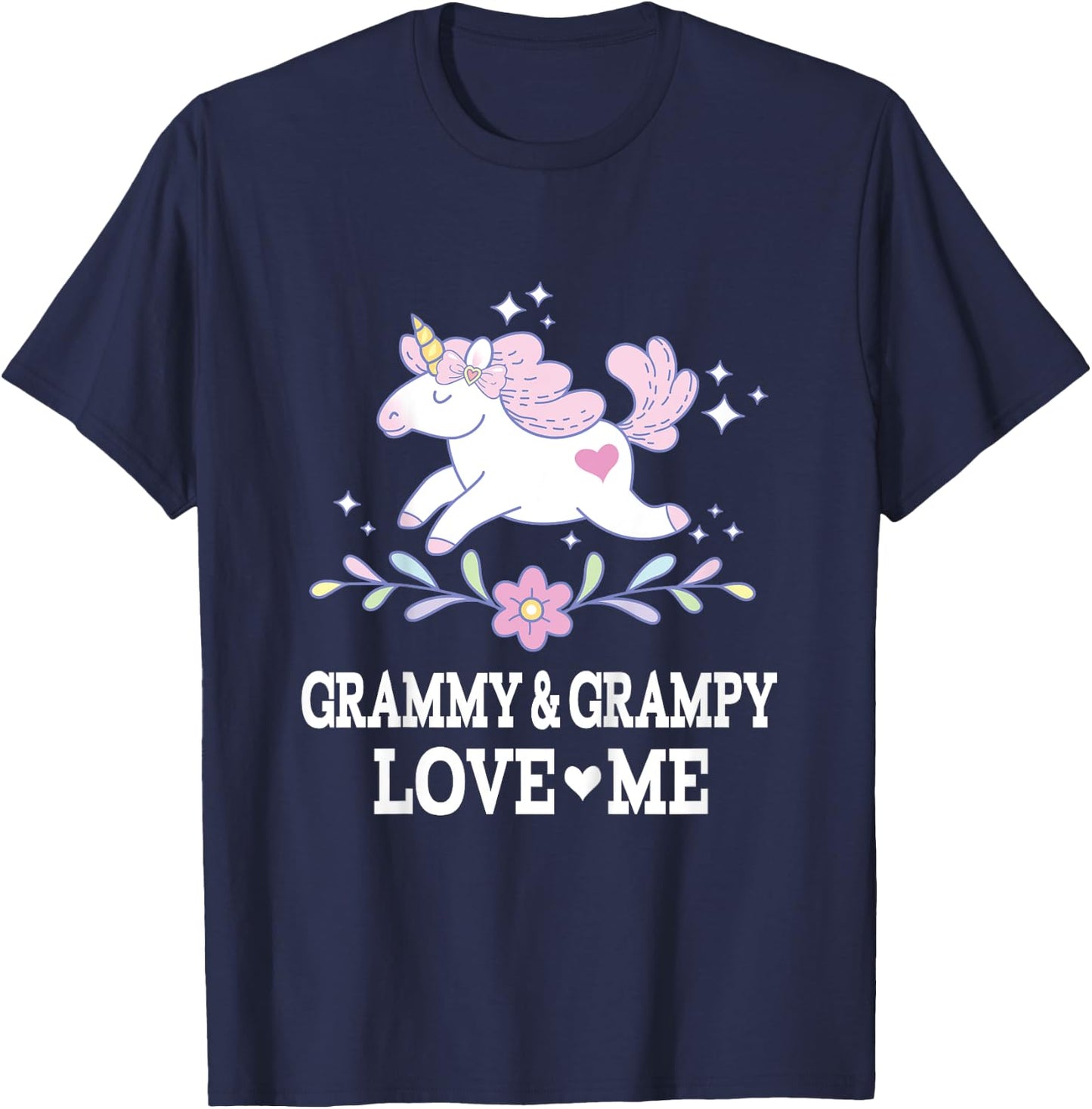 Grammy and Grampy Love Me Unicorn Grandchild T-Shirt - T-Shirt | Navy
