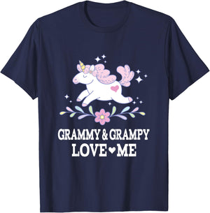 Grammy and Grampy Love Me Unicorn Grandchild T-Shirt - T-Shirt | Navy