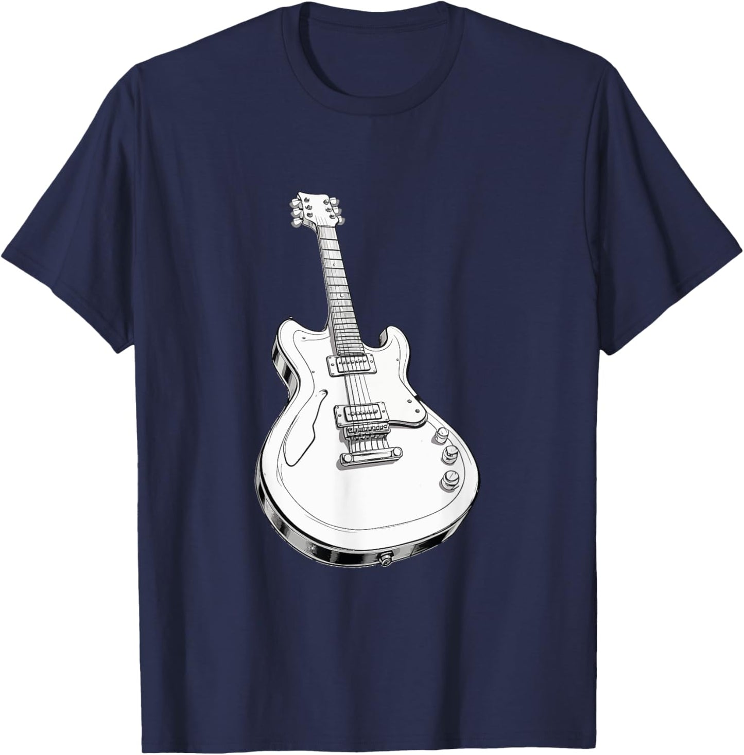 Classic White Electric Guitar T-Shirt - T-Shirt | Navy
