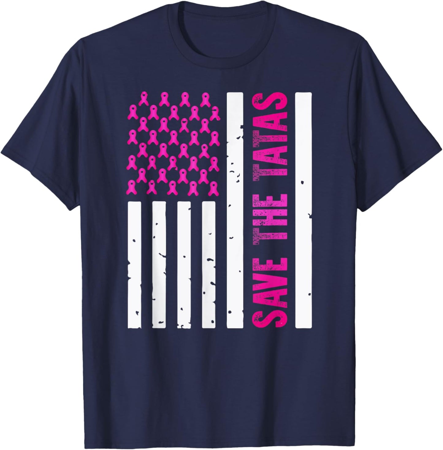 Save The Tatas Breast Cancer Awareness Pink Ribbon Family T-Shirt - T-Shirt | Navy