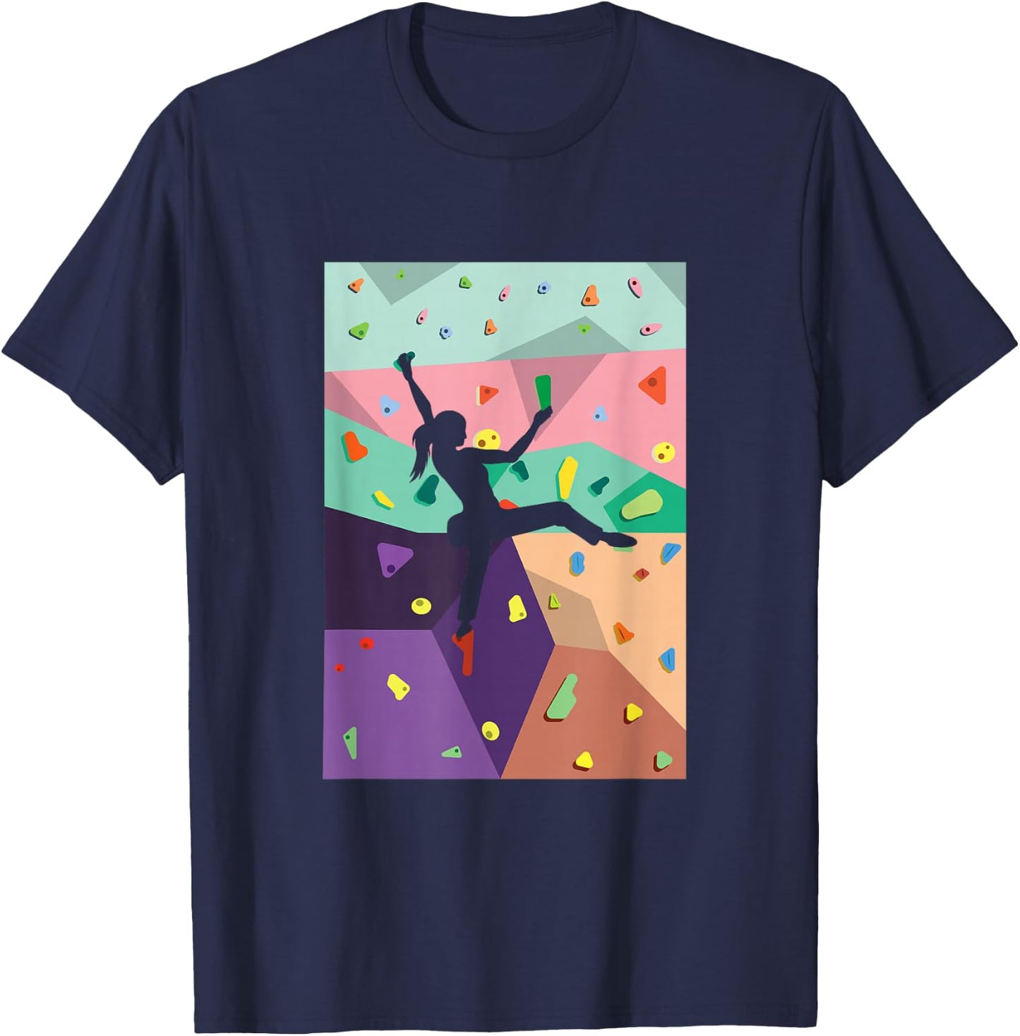 Cute Colorful Rock Climbing Bouldering Wall Climber T-Shirt - T-Shirt | Navy