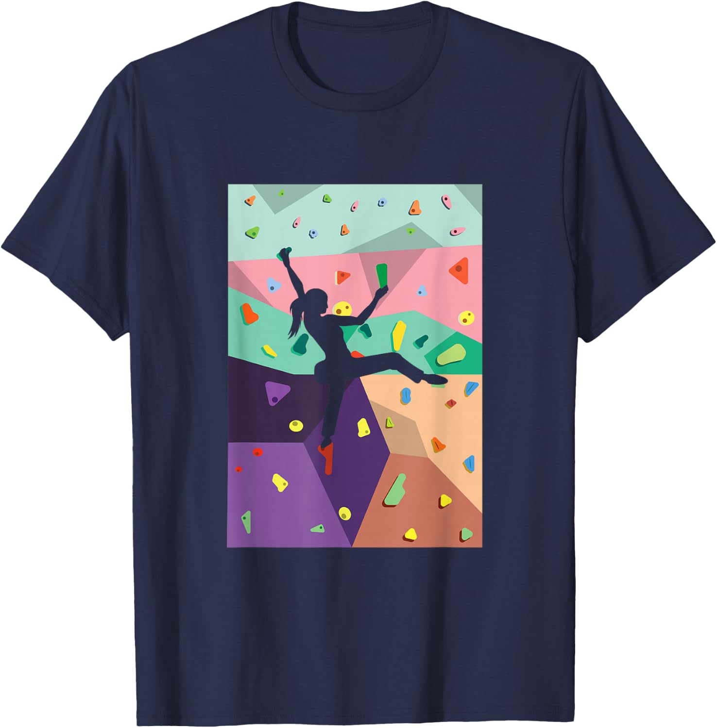 Cute Colorful Rock Climbing Bouldering Wall Climber T-Shirt - T-Shirt | Navy