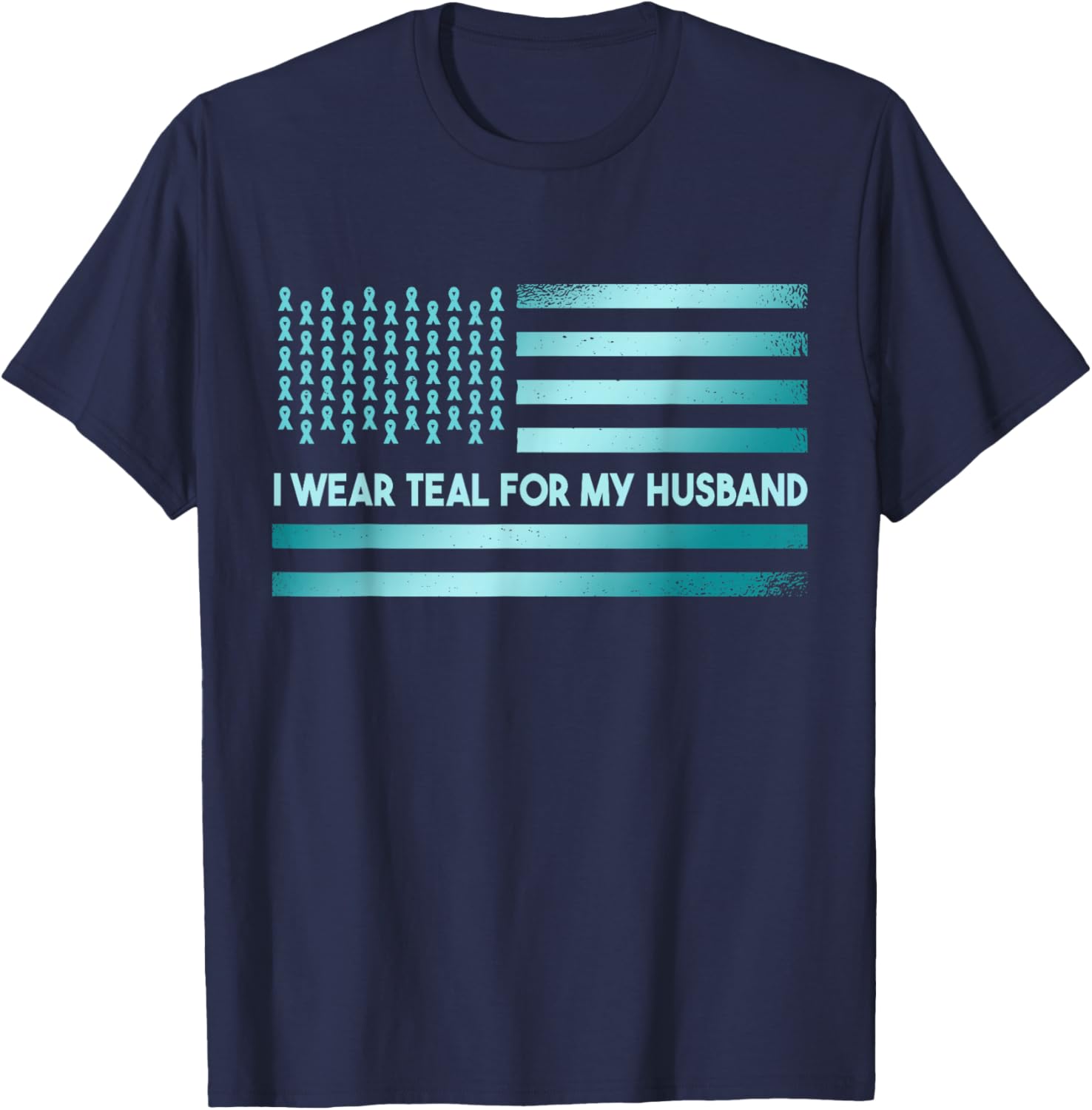 I Wear Teal For My Husband | PTSD Awareness T-Shirt - T-Shirt | Navy