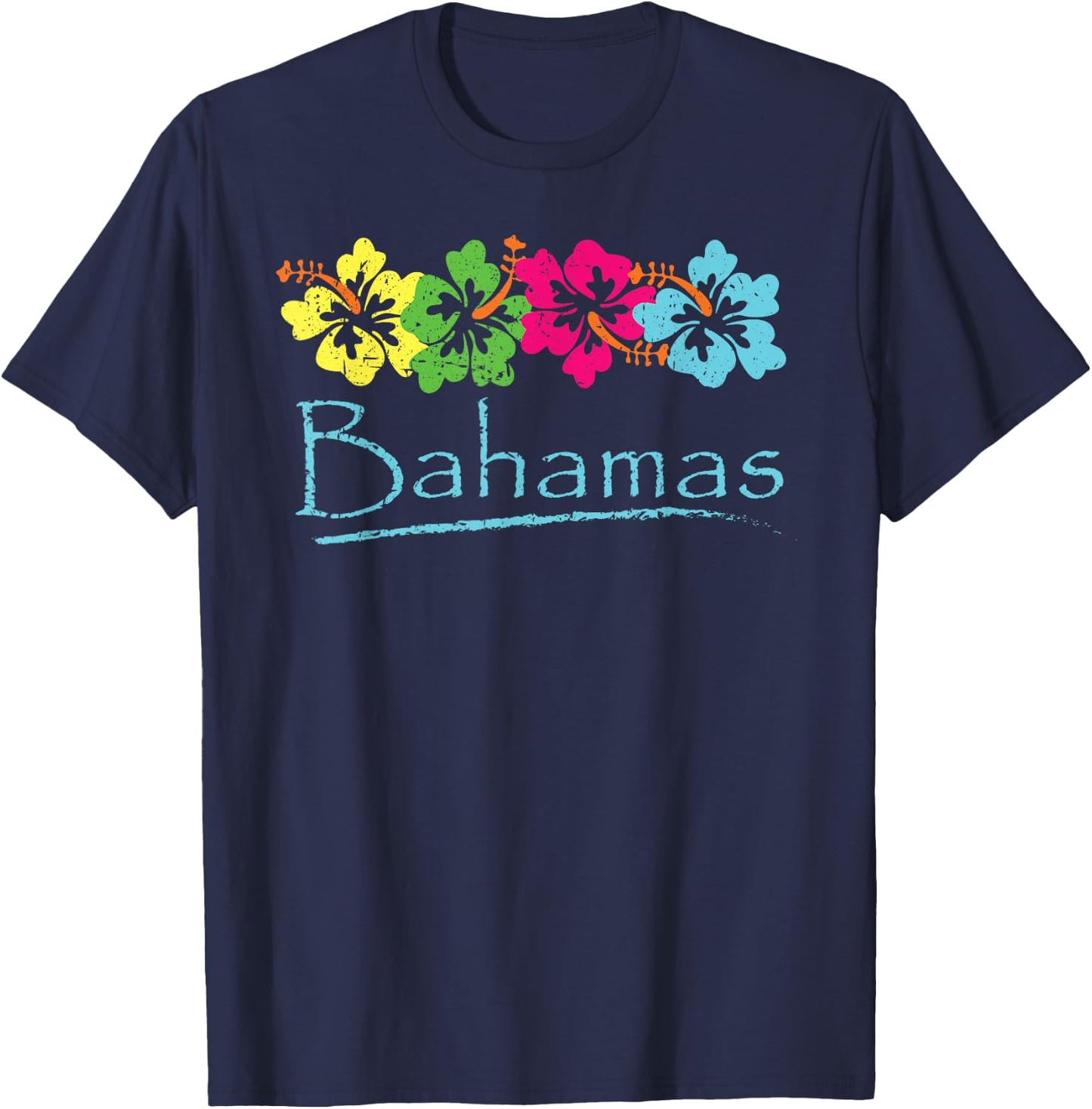Bahamas Exotic Tropical Beach and Vacation Vintage Print Small T-Shirt - T-Shirt | Navy