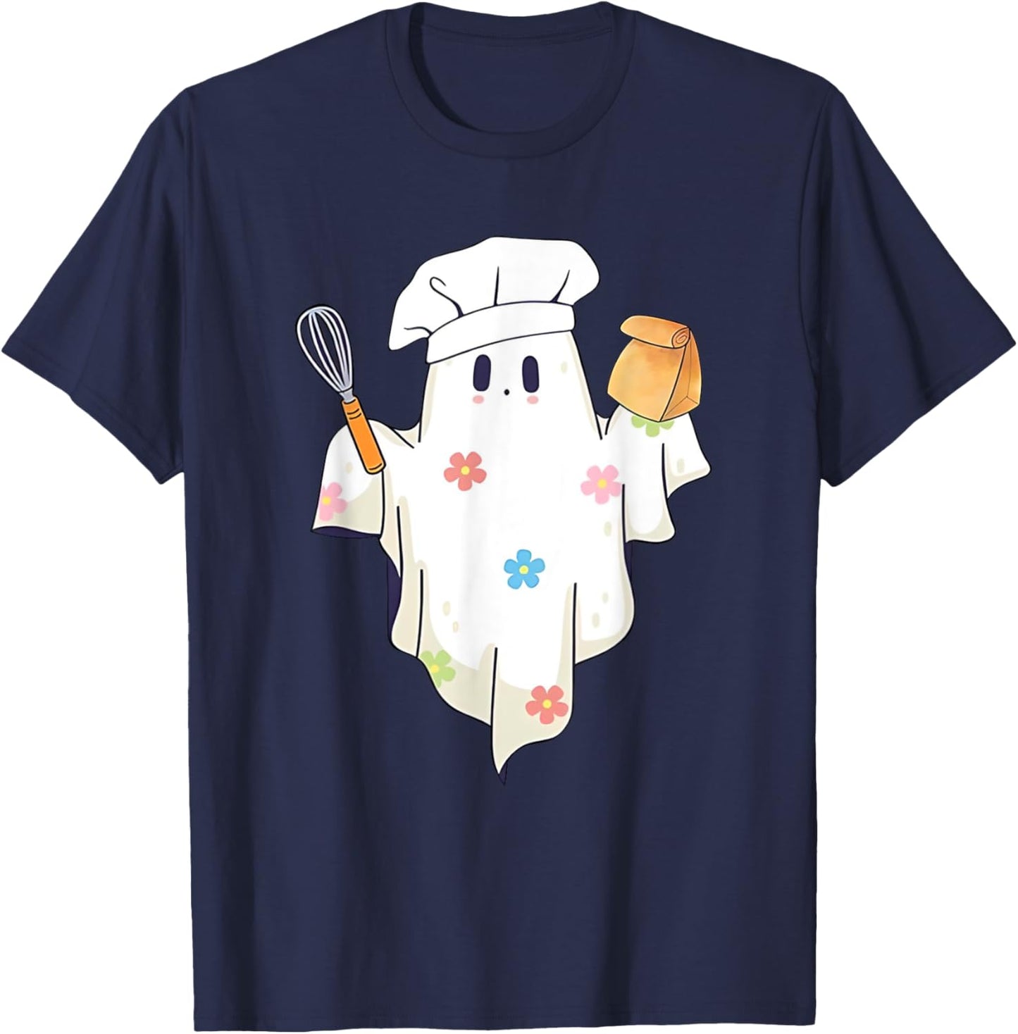 Cute Little Ghost Chef Funny Lunch Lady Cafeteria Costume T-Shirt - T-Shirt | Navy