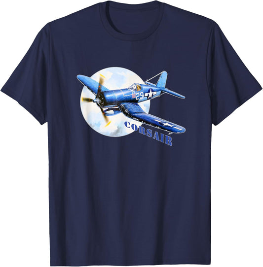 F4U Corsair WW2 Warbird Vintage Fighter Aircraft T-Shirt - T-Shirt | Navy