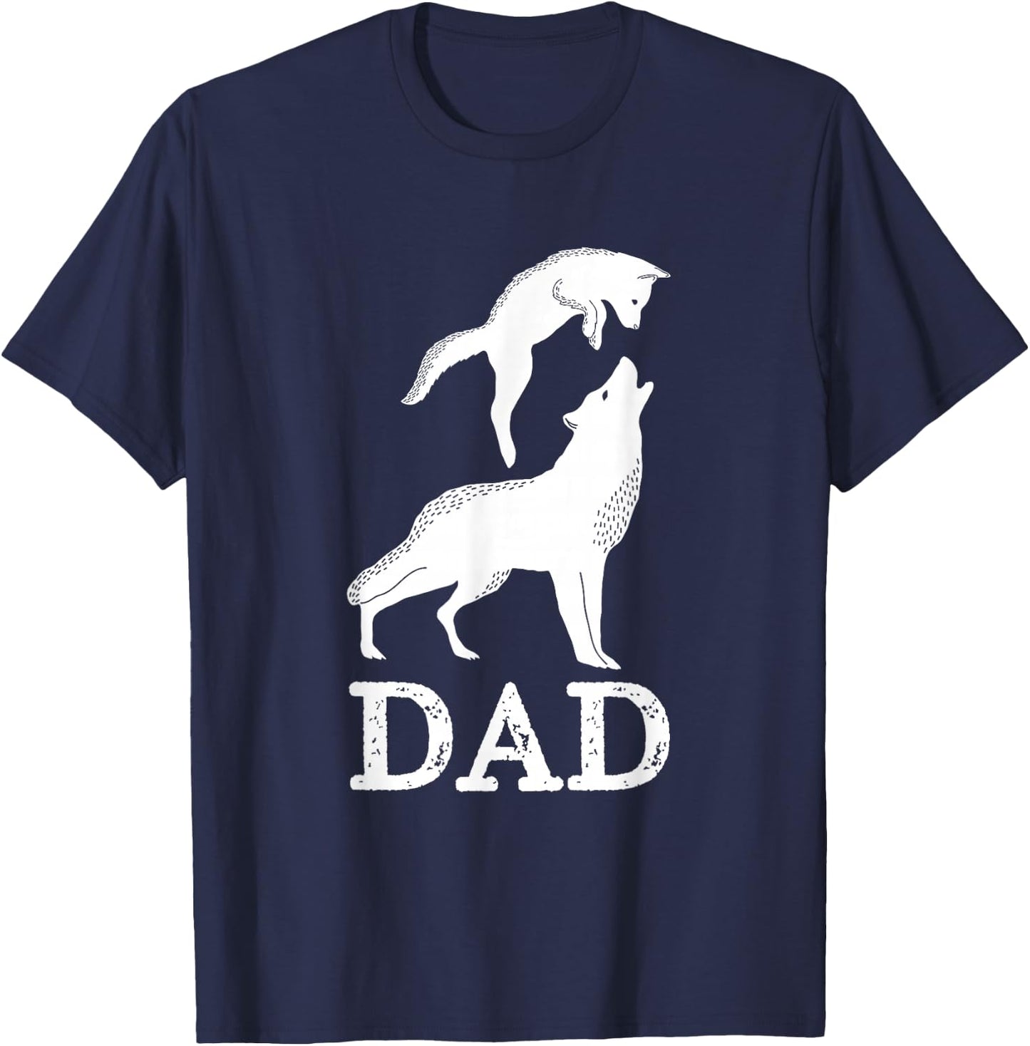 Dad Wolf & Baby Wolf and Love Family Design - Fathers Day T-Shirt - T-Shirt | Navy