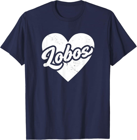 Vintage Lobos High School Spirit Go Lobos Love T-Shirt - T-Shirt | Navy